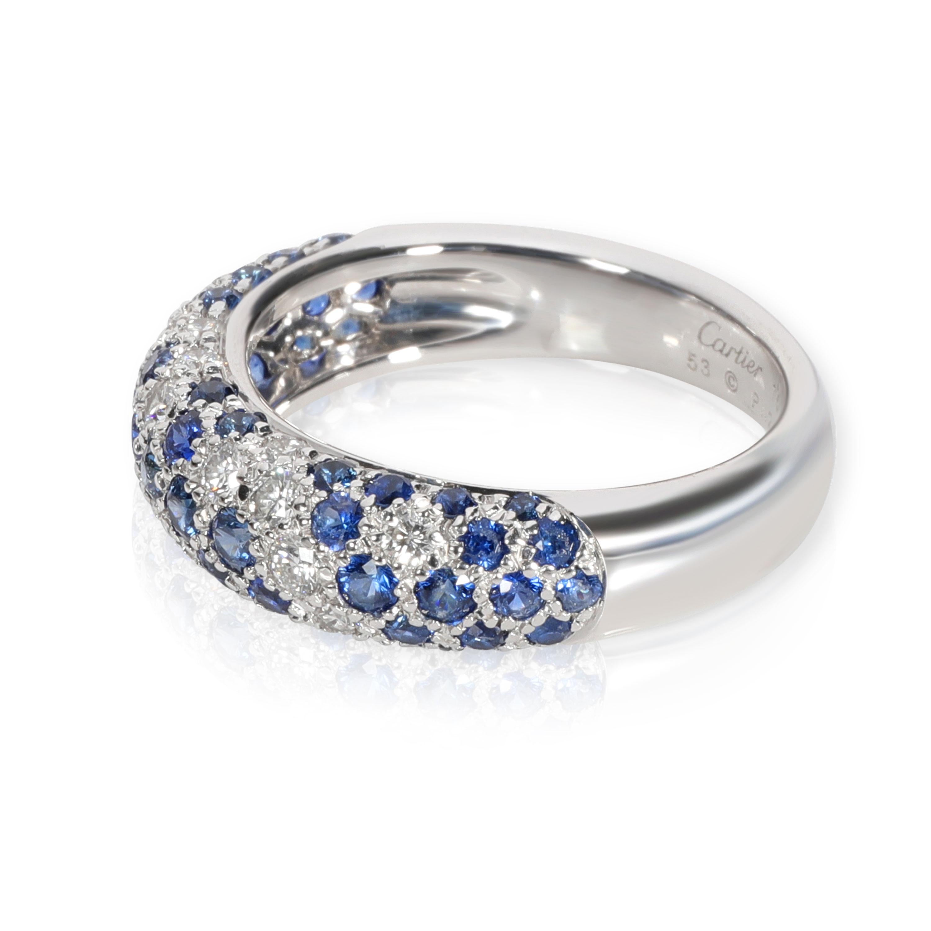 Cartier Mimi Sapphire and Diamond Pave Dome Ring in 18 Karat White Gold In Excellent Condition In New York, NY