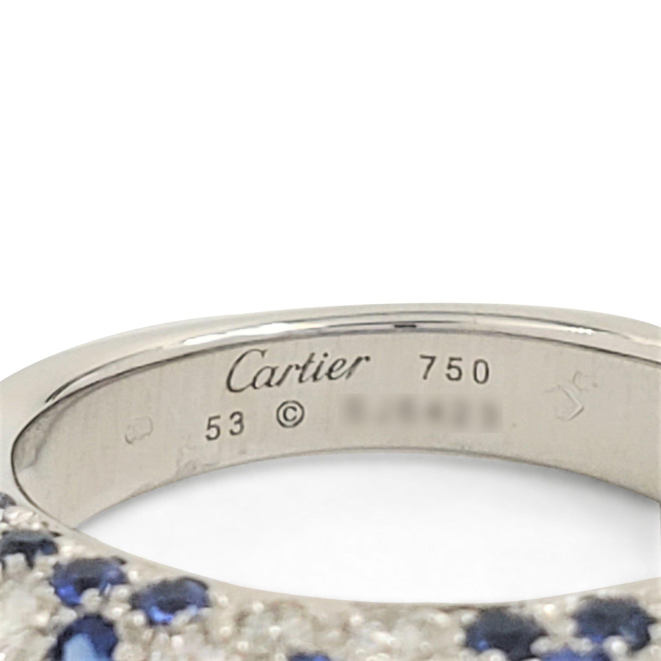 Round Cut Cartier 'Mimi Star' White Gold Diamond and Sapphire Ring