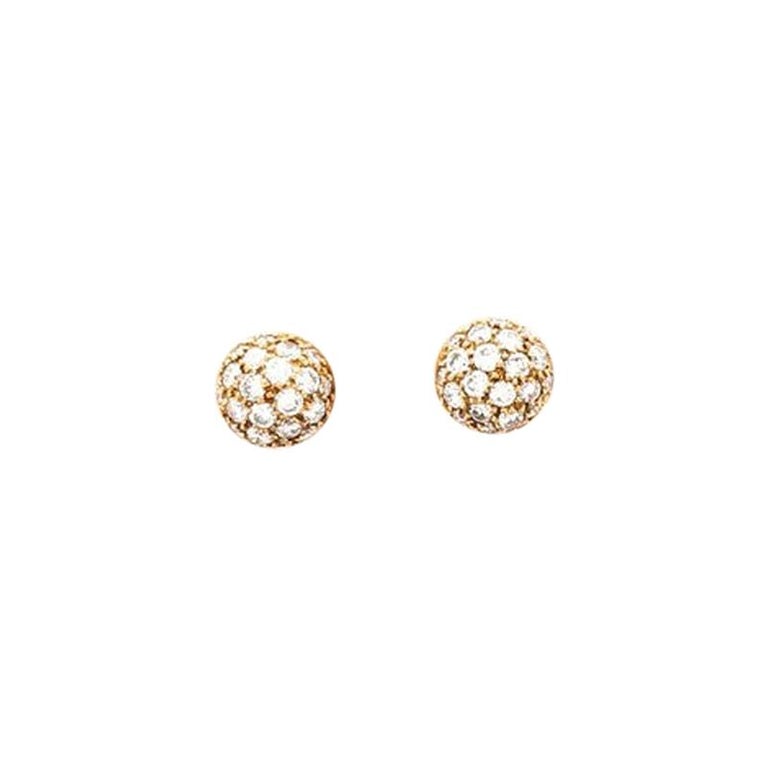 Cartier Mimi Stud Earrings 18 Karat Yellow Gold and Diamonds at 1stDibs