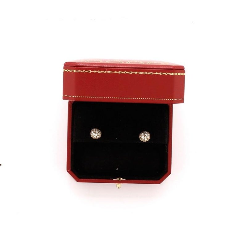 Cartier Mimi Stud Earrings 18 Karat Yellow Gold and Diamonds at 1stDibs