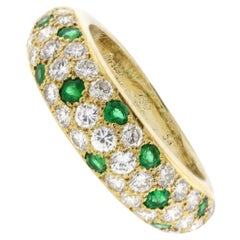Cartier Mimi Yellow Gold Diamond and Emerald Pave Band Ring