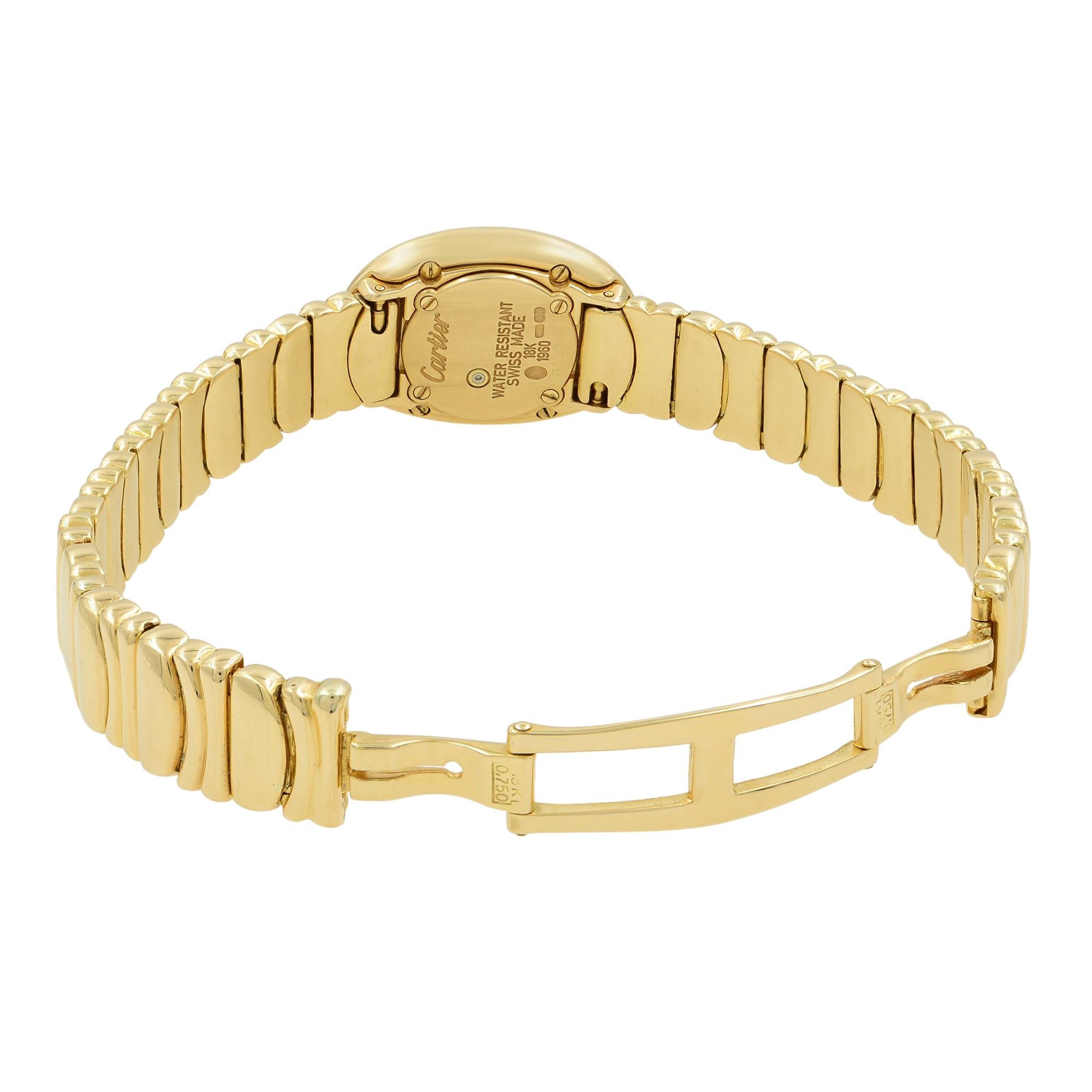 Cartier Mini Baignoire 18 Karat Gold Silver Dial Diamond WB5094WI Mint B/P In Excellent Condition In New York, NY