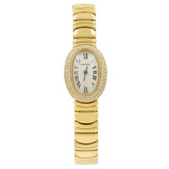 Cartier Montre Mini Baignoire en or 18 carats avec cadran en argent et diamants WB5094WI, couleur menthe, B/P