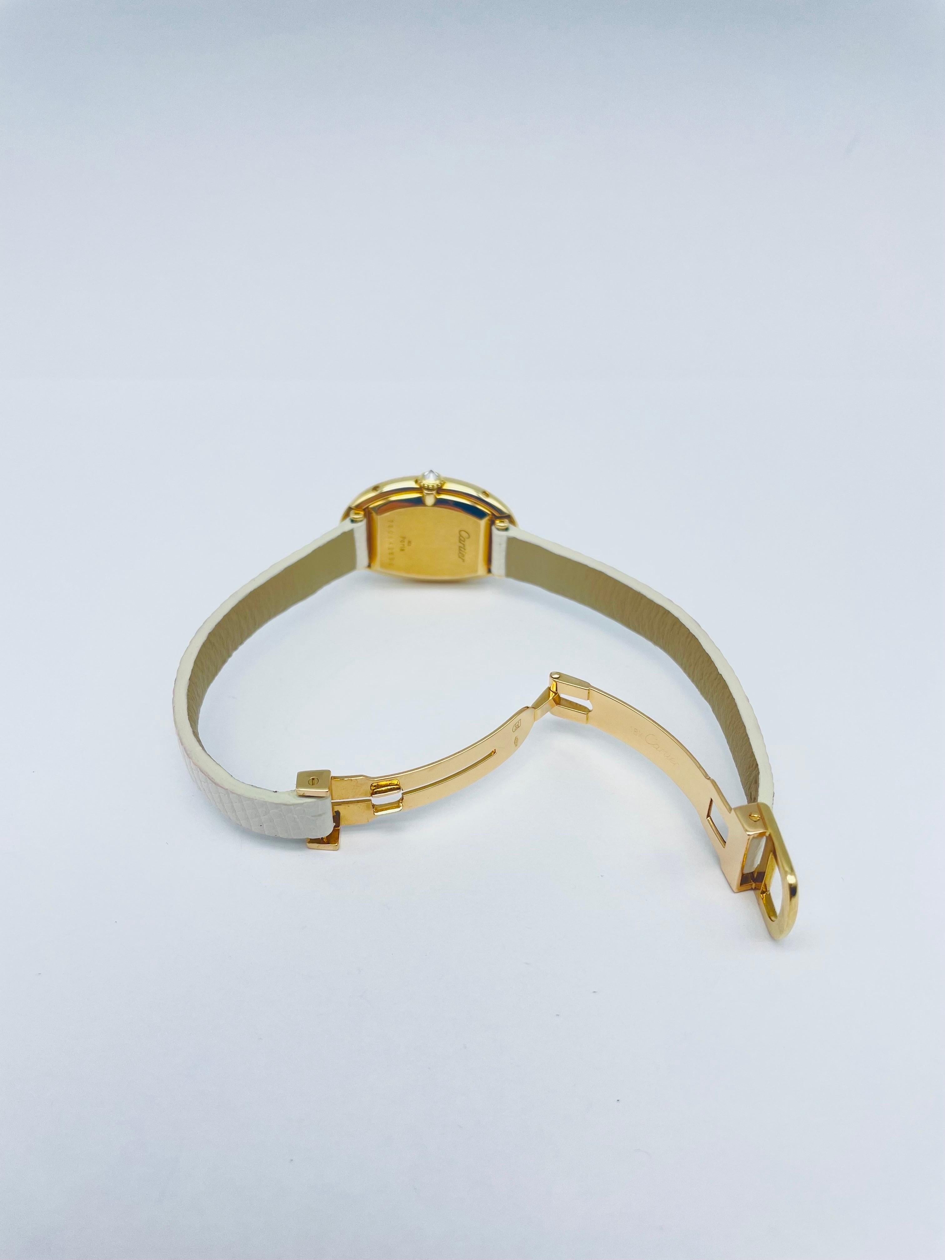 Cartier Mini Baignoire 18k Yellow Gold Leather Strap 6