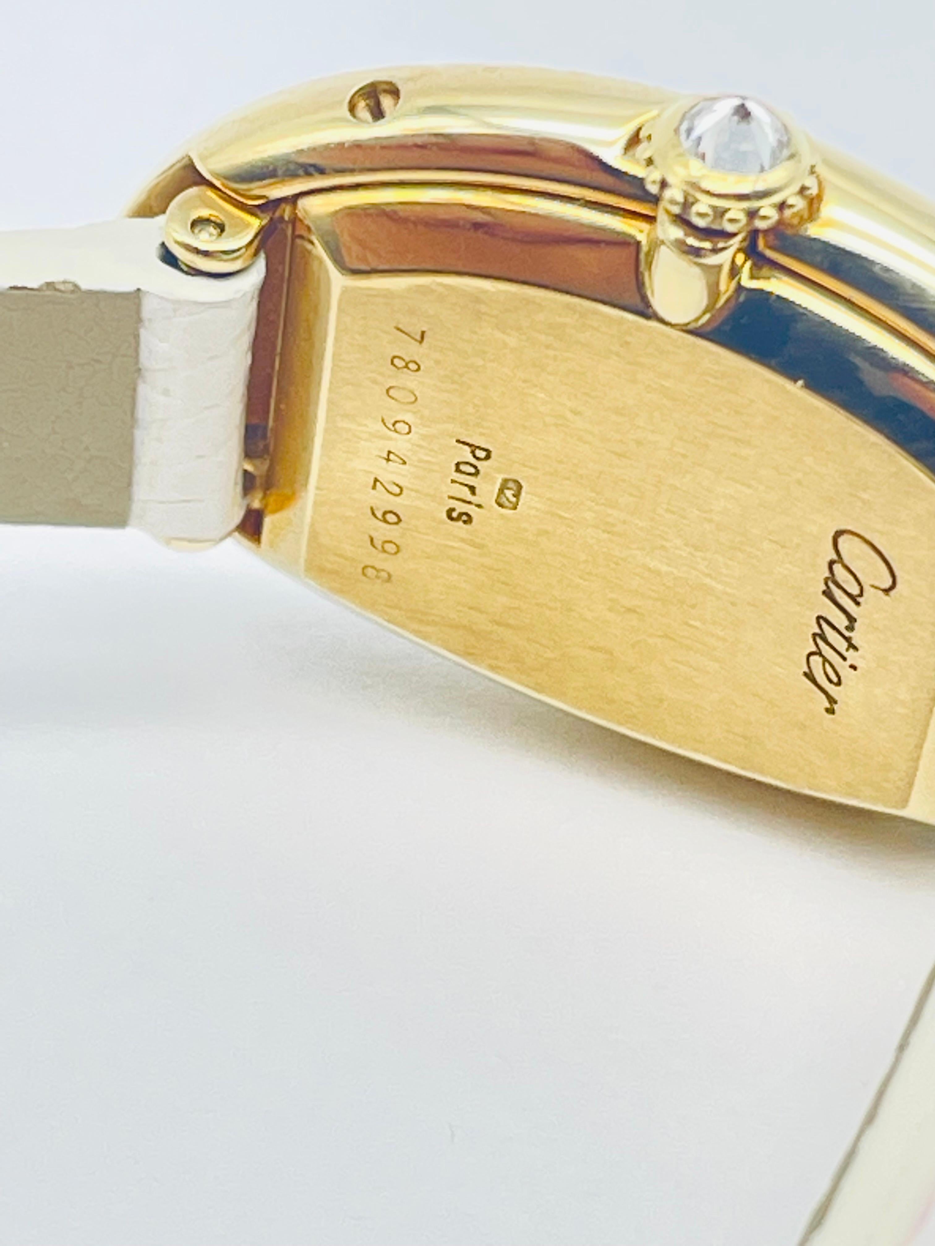 Women's Cartier Mini Baignoire 18k Yellow Gold Leather Strap