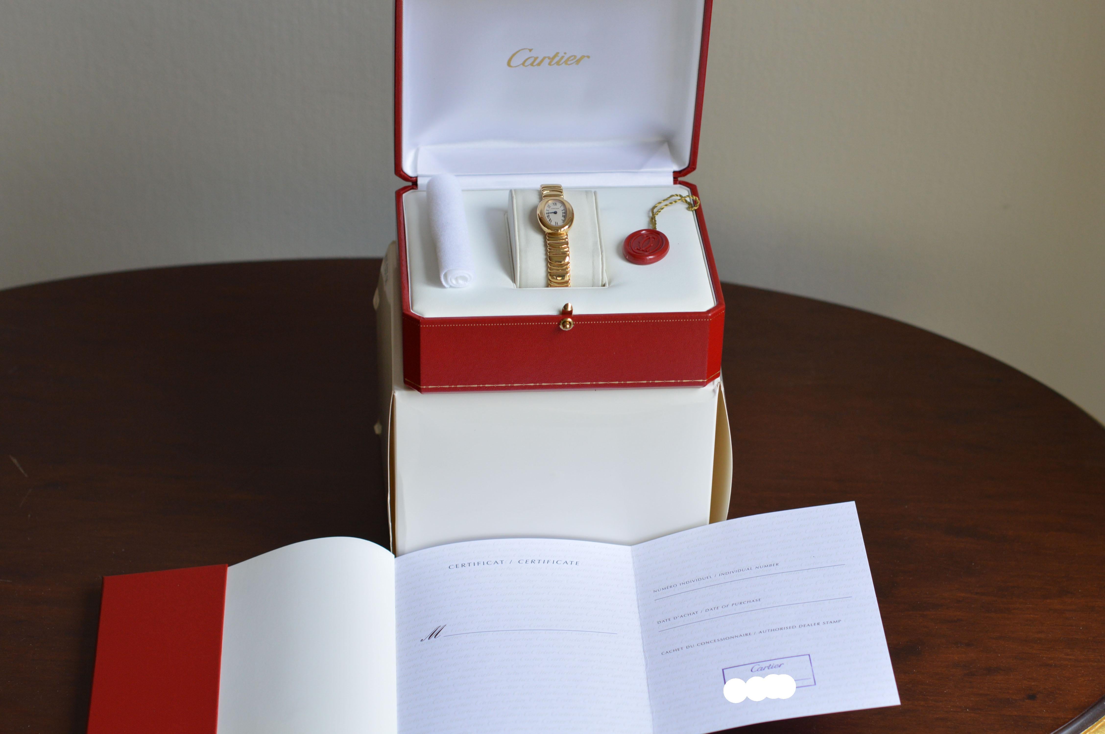 Women's Cartier Mini Baignoire 18k Yellow Gold Unworn Full Set