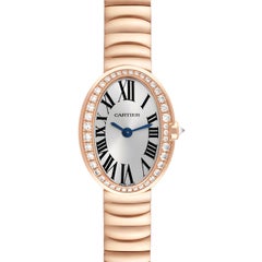 Cartier Montre Mini Baignoire en or rose et diamants pour femmes WB520026