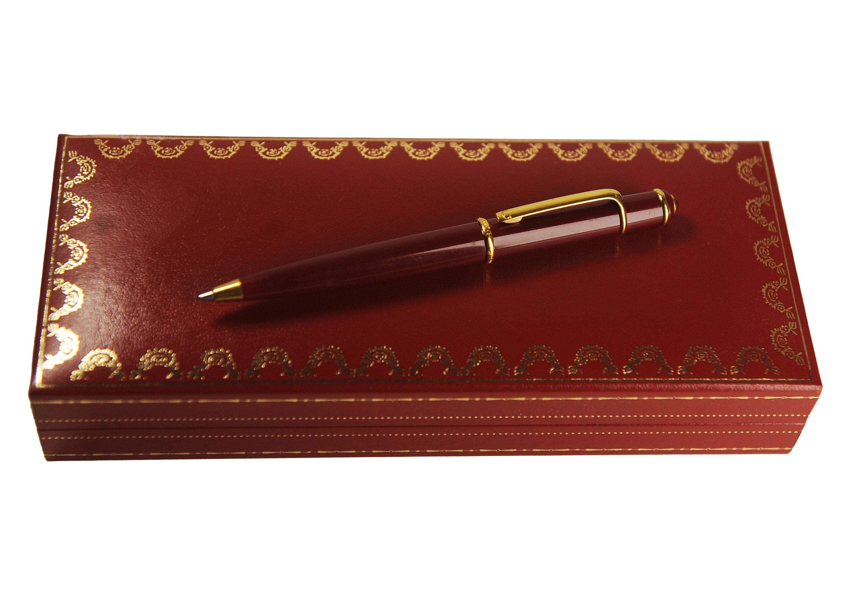 Art Déco Penna a sfera Cartier Mini Diablo Red Composite con Cabochon In una scatola Cartier in vendita