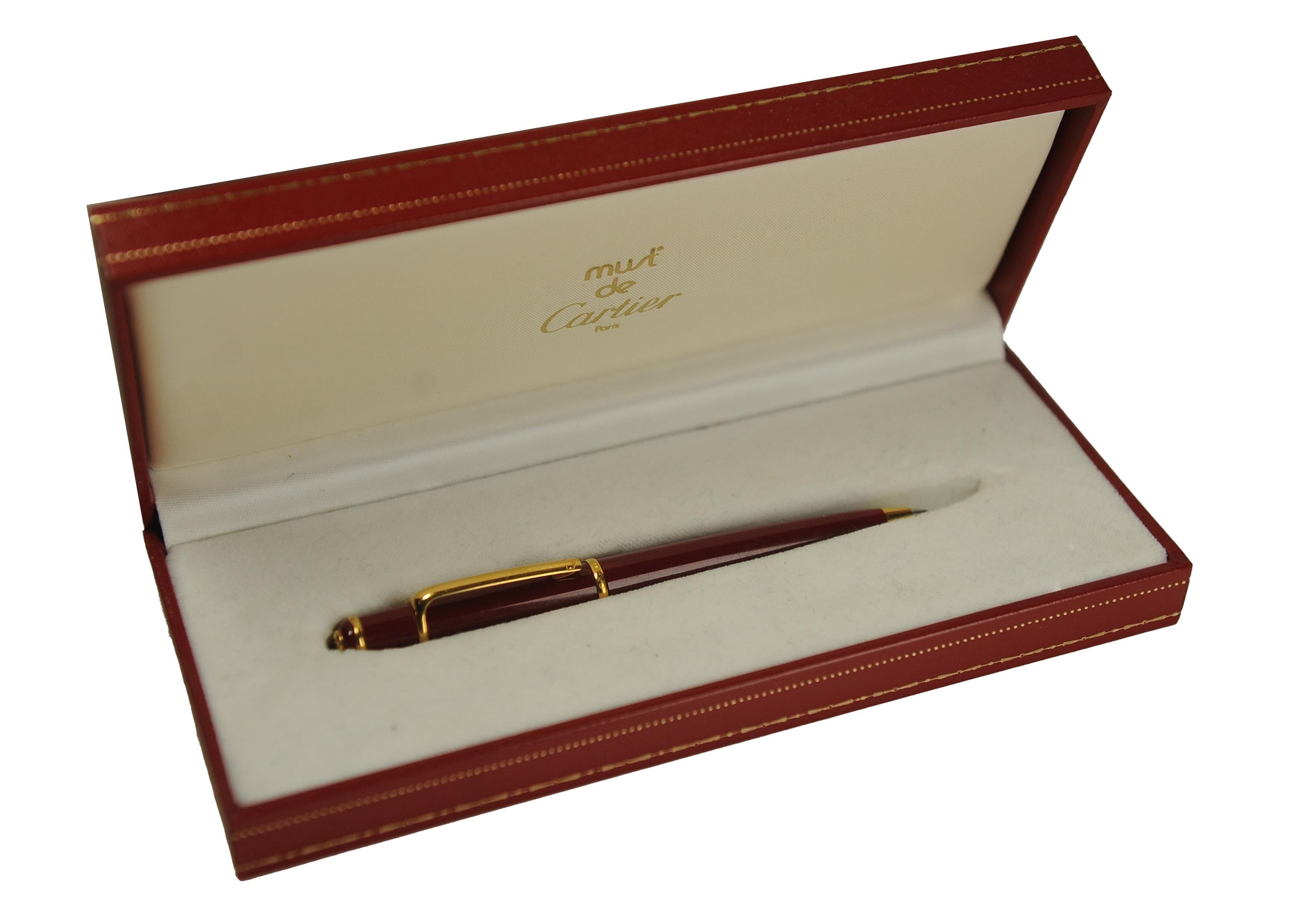 Placcato oro Penna a sfera Cartier Mini Diablo Red Composite con Cabochon In una scatola Cartier in vendita