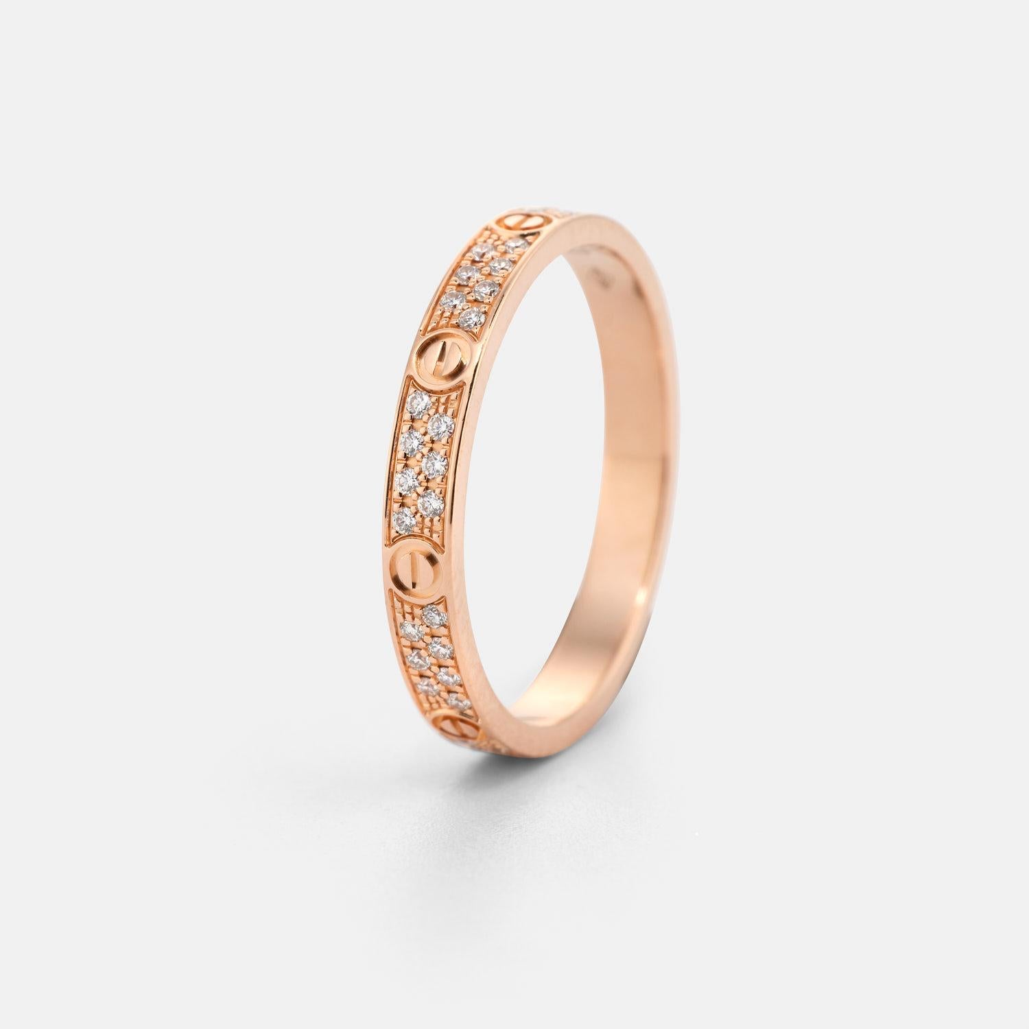 Mini anillo Love CARTIER de oro rosa y diamantes Corte brillante en venta