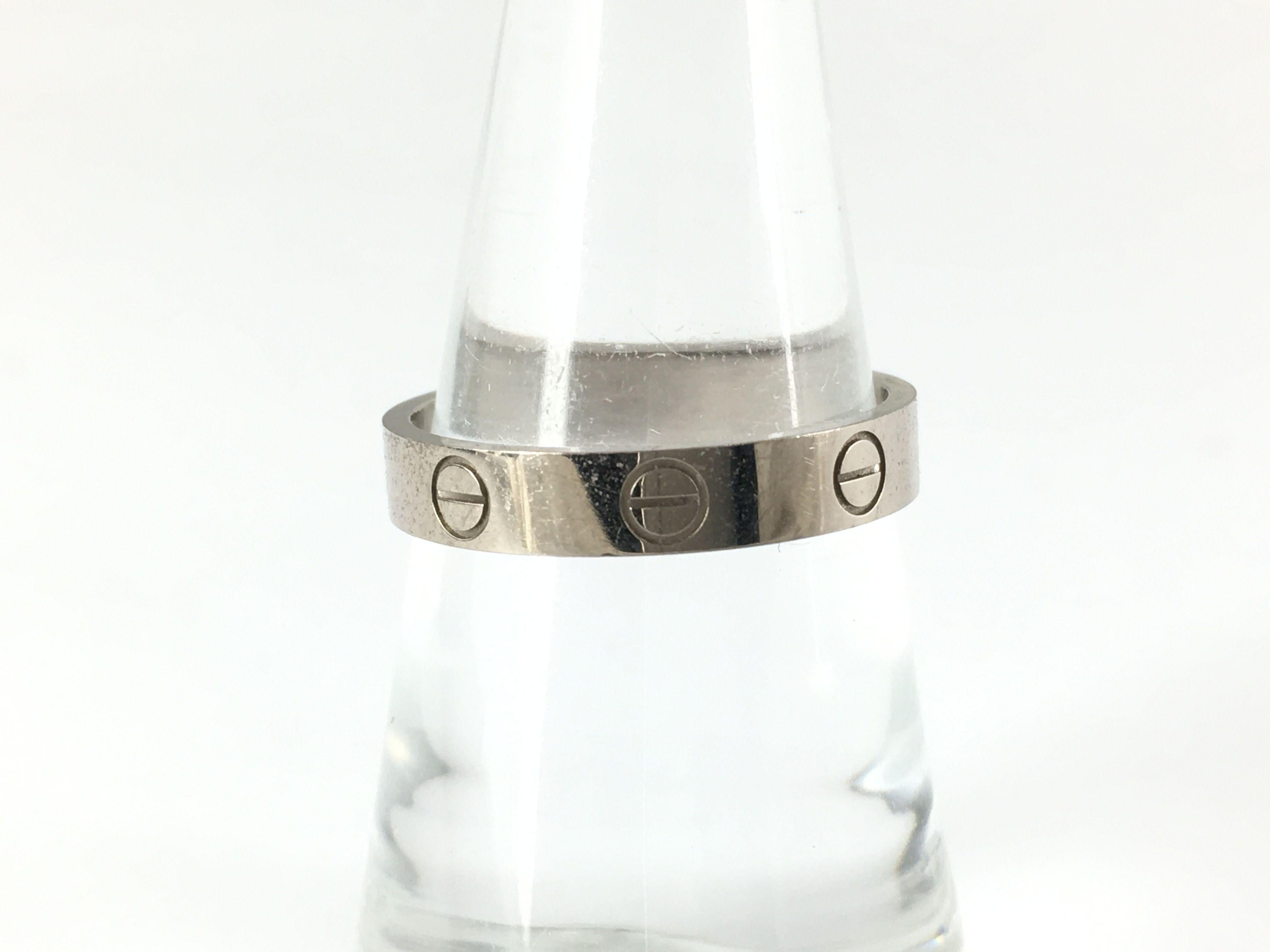Cartier Mini Love Ring
Metal:  White Gold
Size:  54 
Weight: 3.5g
Condition: Pre Owned
