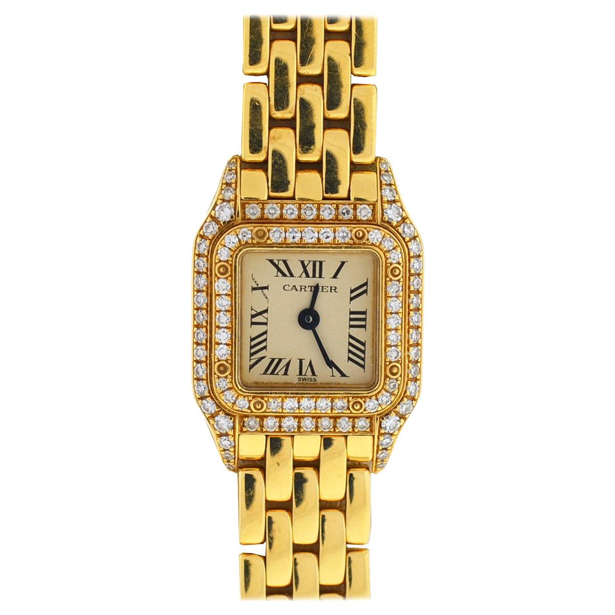 Cartier Mini Panthere Factory Diamonds 18 Karat Yellow Gold 1131 Women
s Watch