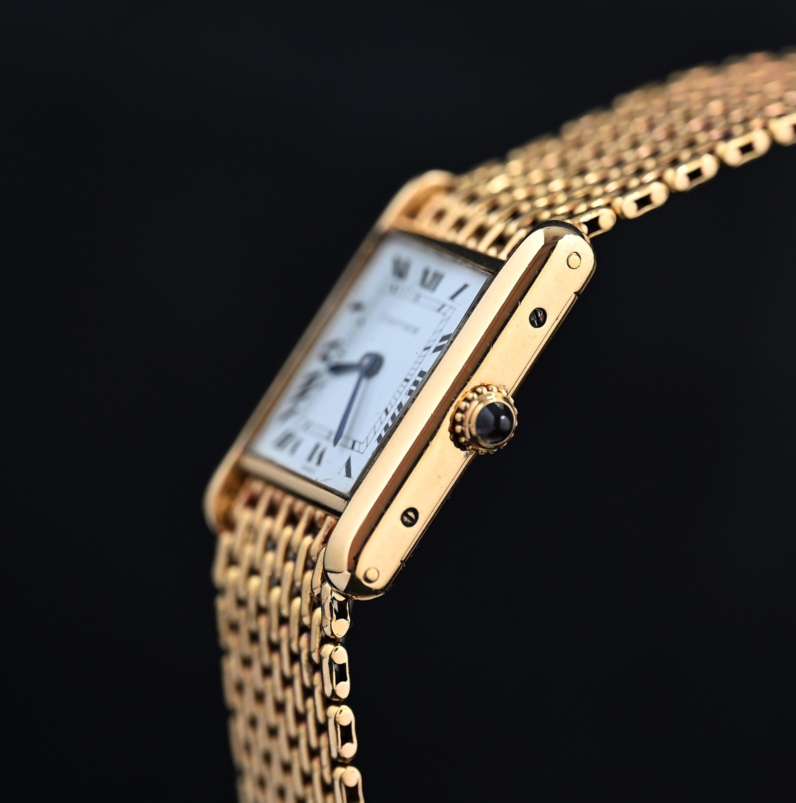 Cartier Mini-Tank Louis 18K YG Paris Zifferblatt 78087 Handaufzug mit Armband, 1970er Jahre im Zustand „Gut“ in Central & Western District, HK