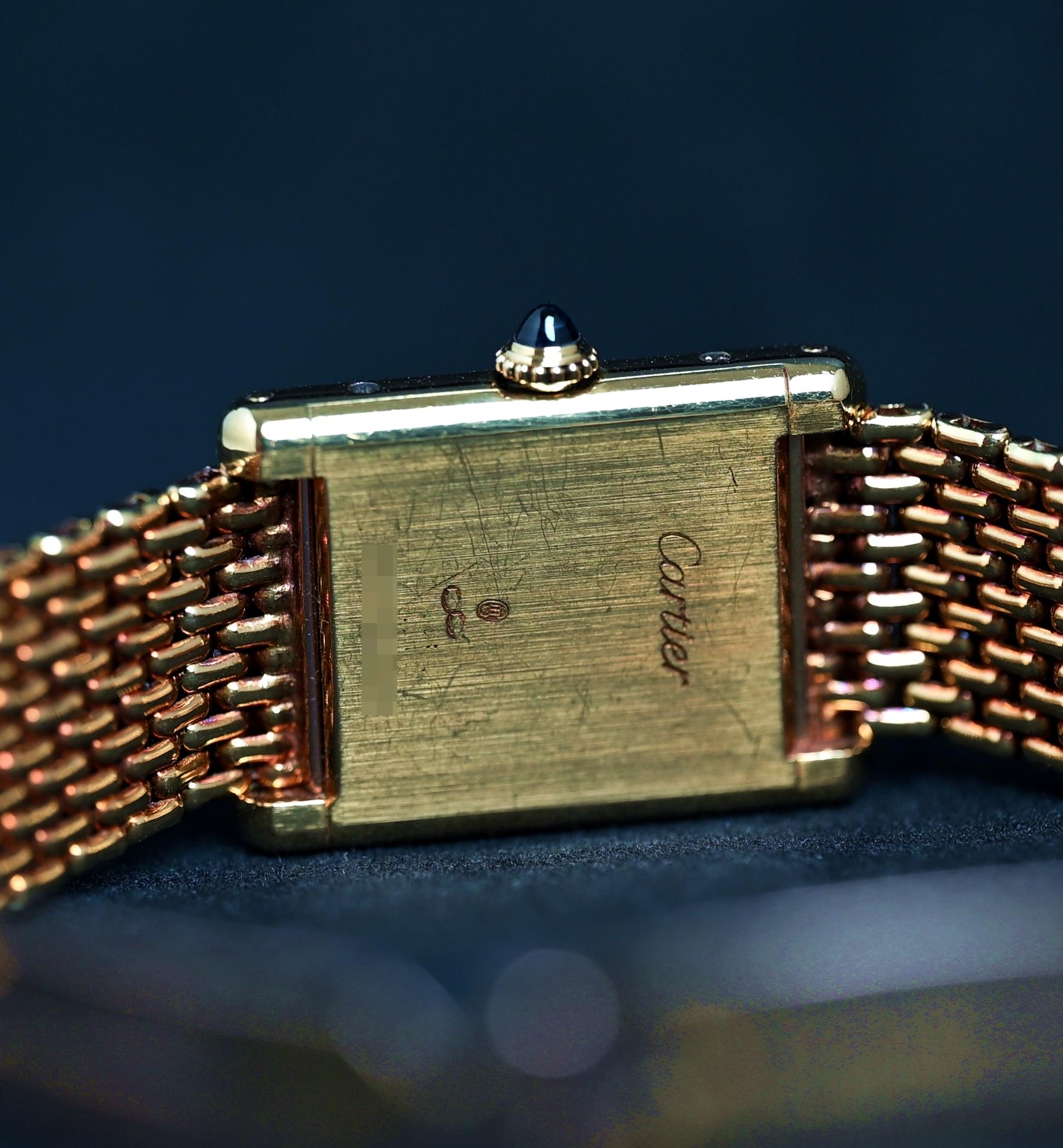 Cartier Mini-Tank Louis 18K YG Paris Zifferblatt 78087 Handaufzug mit Armband, 1970er Jahre 2