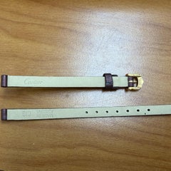 Cartier Mini Tonneau Lanieres 2592 18K Rose Gold Burgundy Strap Quartz Watch