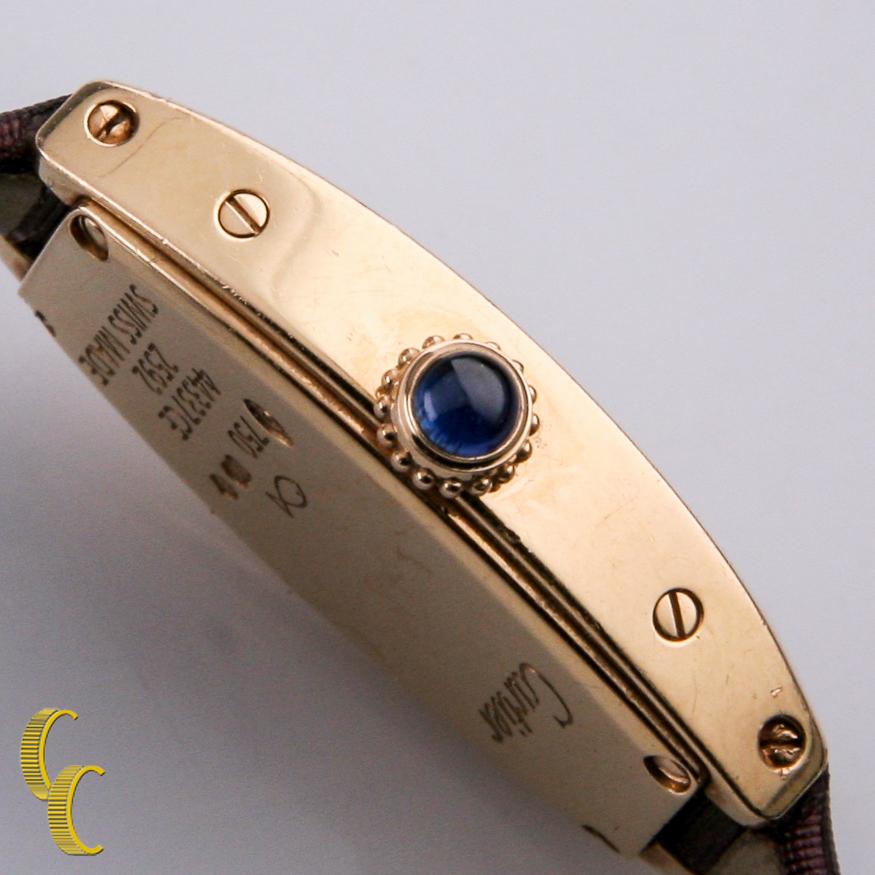 Cartier Mini Tonneau Lanieres 2592 18 Karat Gold Quartz Watch with Original Band In Fair Condition For Sale In Sherman Oaks, CA