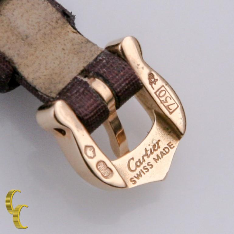 Women's Cartier Mini Tonneau Lanieres 2592 18 Karat Gold Quartz Watch with Original Band For Sale
