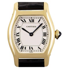 Cartier Mini Tortue Privee Collection Ladies Yellow Gold Silver Dial W1540151