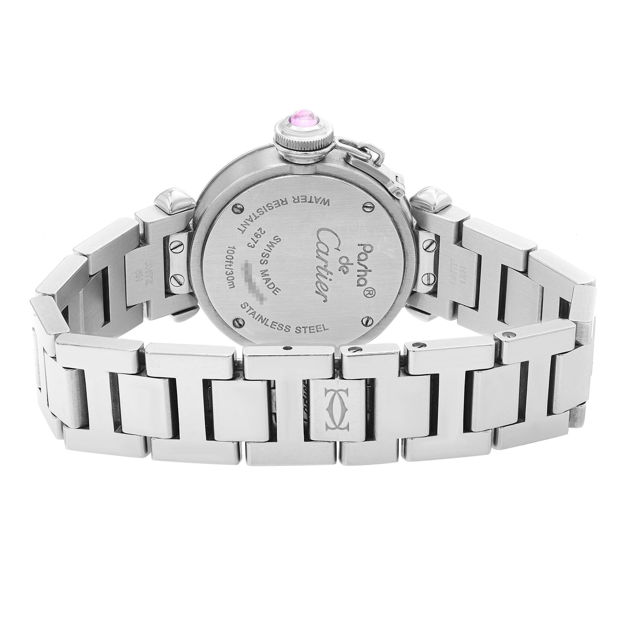 Women's Cartier Miss Pasha Stainless Steel Pink Dial Quartz Ladies Watch W3140008