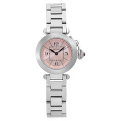 Cartier Miss Pasha Edelstahl-Damenuhr mit rosa Zifferblatt aus Quarz W3140008