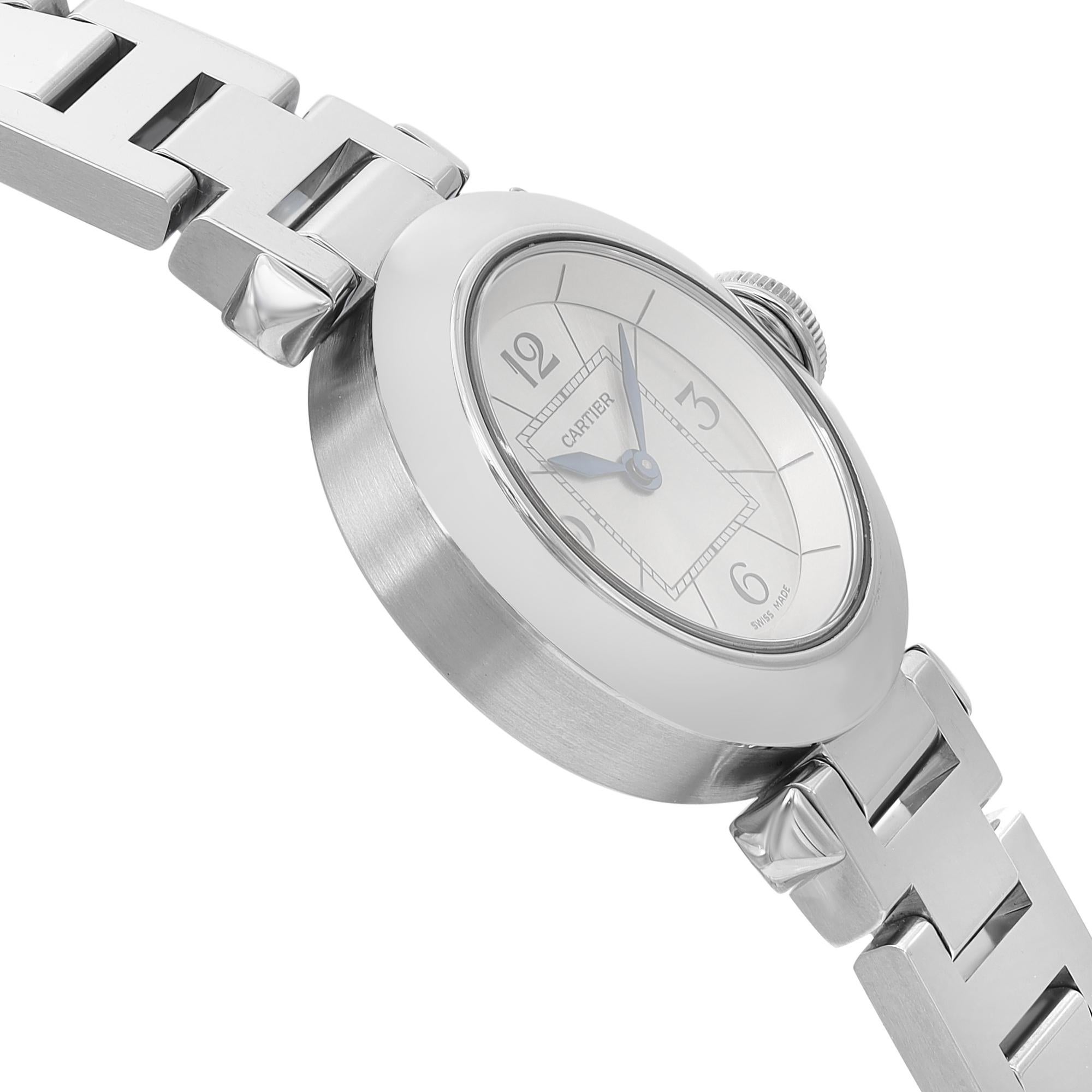 Cartier Miss Pasha Stainless Steel Silver Dial Quartz Ladies Watch W3140007 In Excellent Condition In New York, NY