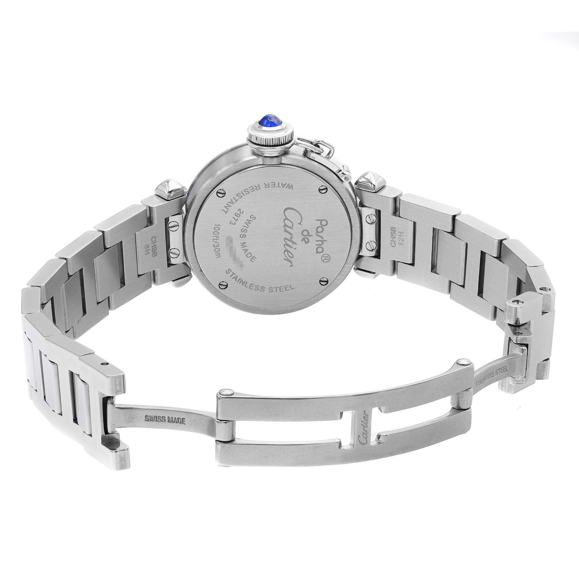 Women's Cartier Miss Pasha Stainless Steel Silver Dial Quartz Ladies Watch W3140007