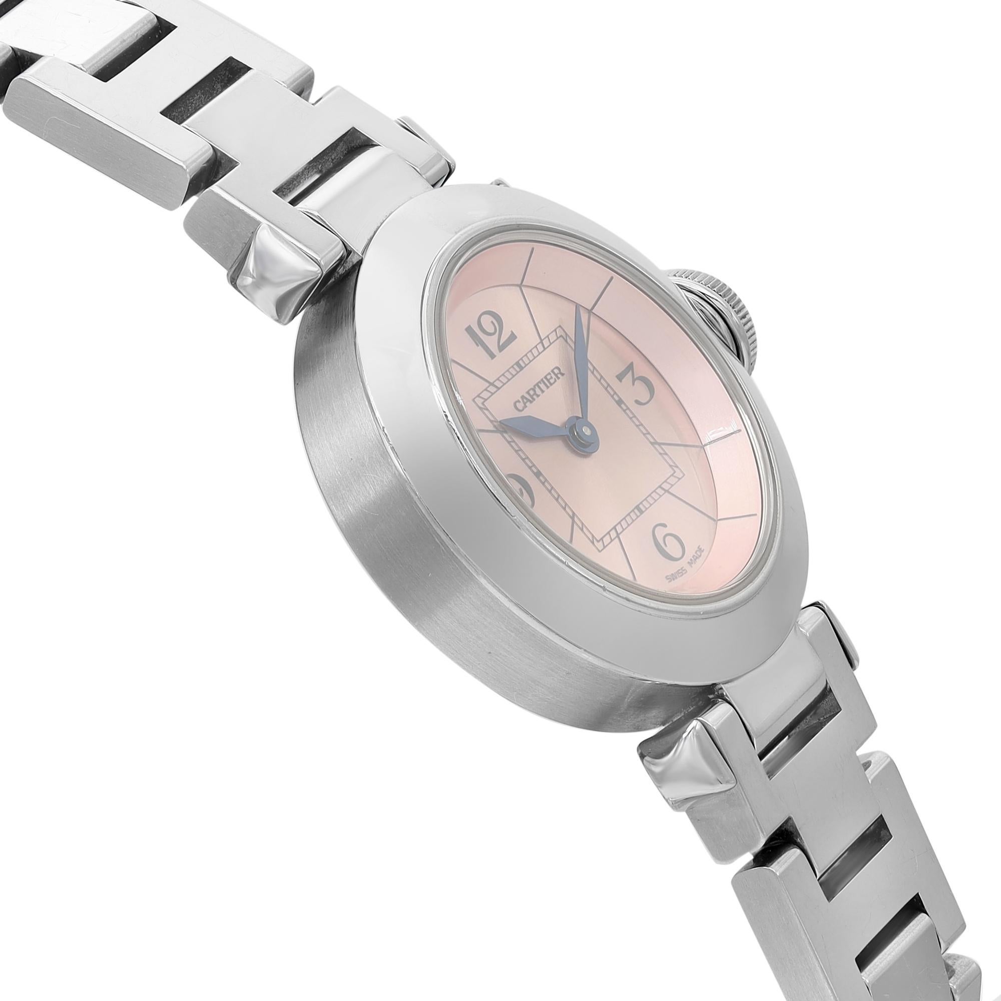 Women's Cartier Miss Pasha Stainless Steel Pink Dial Quartz Ladies Watch W3140008