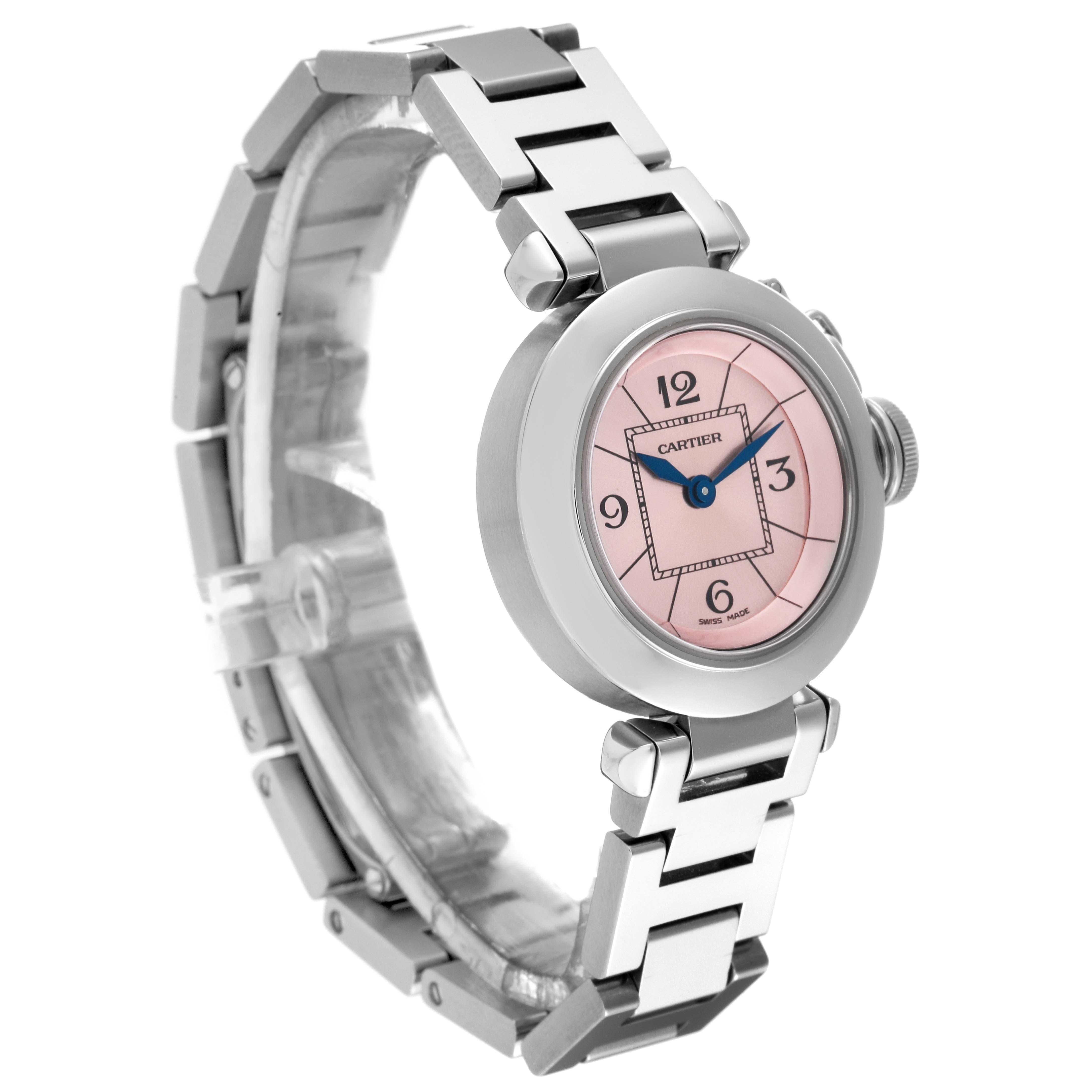 Cartier Miss Pasha Steel Pink Dial Ladies Watch W3140008 In Excellent Condition In Atlanta, GA