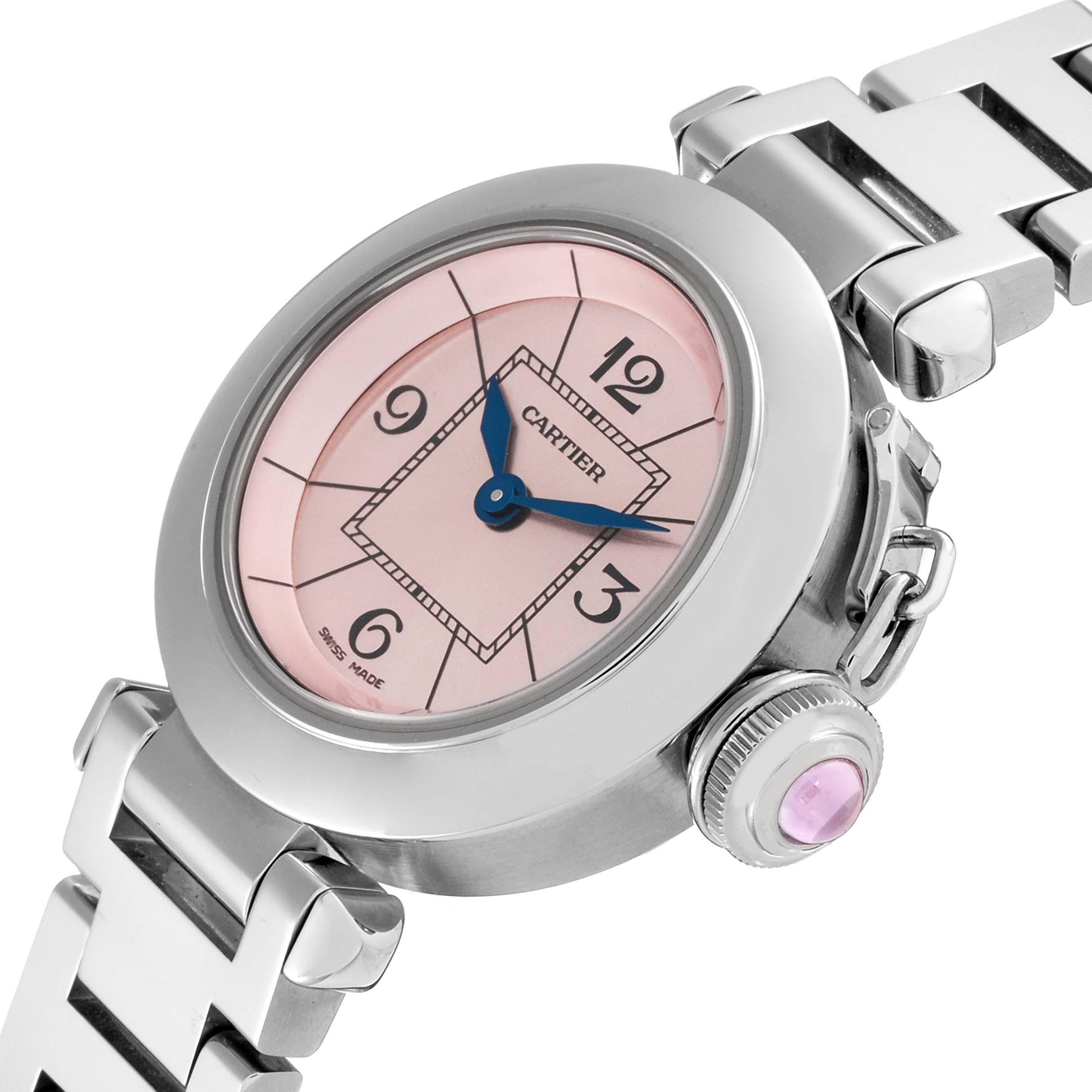 Cartier Miss Pasha Steel Pink Dial Ladies Watch W3140008 1