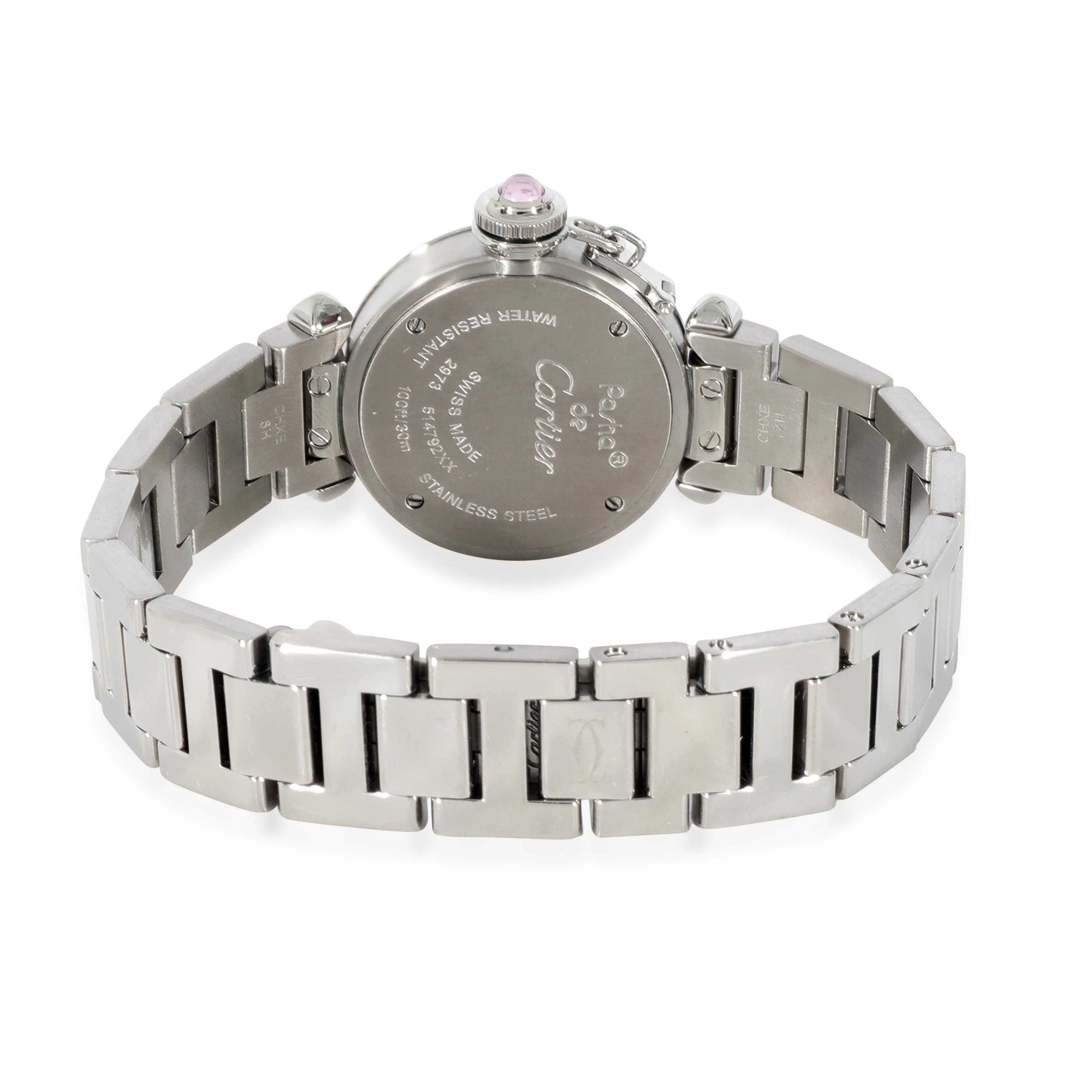 Cartier Miss Pasha W3140008 Women's Watch in  Stainless Steel

SKU: 128914

PRIMARY DETAILS
Brand: Cartier
Model: Miss Pasha
Country of Origin: Switzerland
Movement Type: Quartz: Battery
Year of Manufacture: 2010-2019
Condition: Retail price 3600