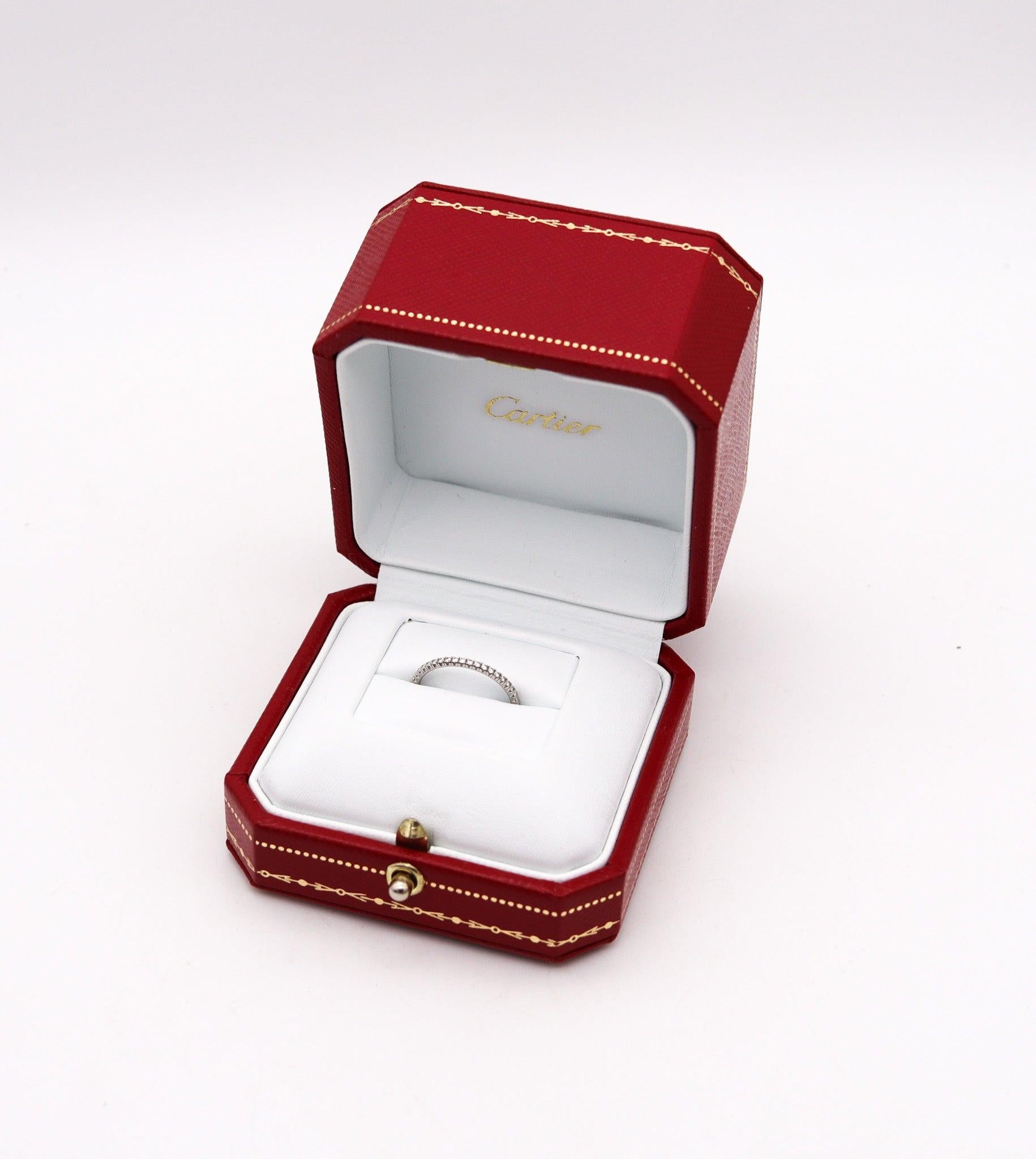 Brilliant Cut CARTIER Modern Eternity Band Ring In 18Kt White Gold With 44 VVS Diamonds For Sale