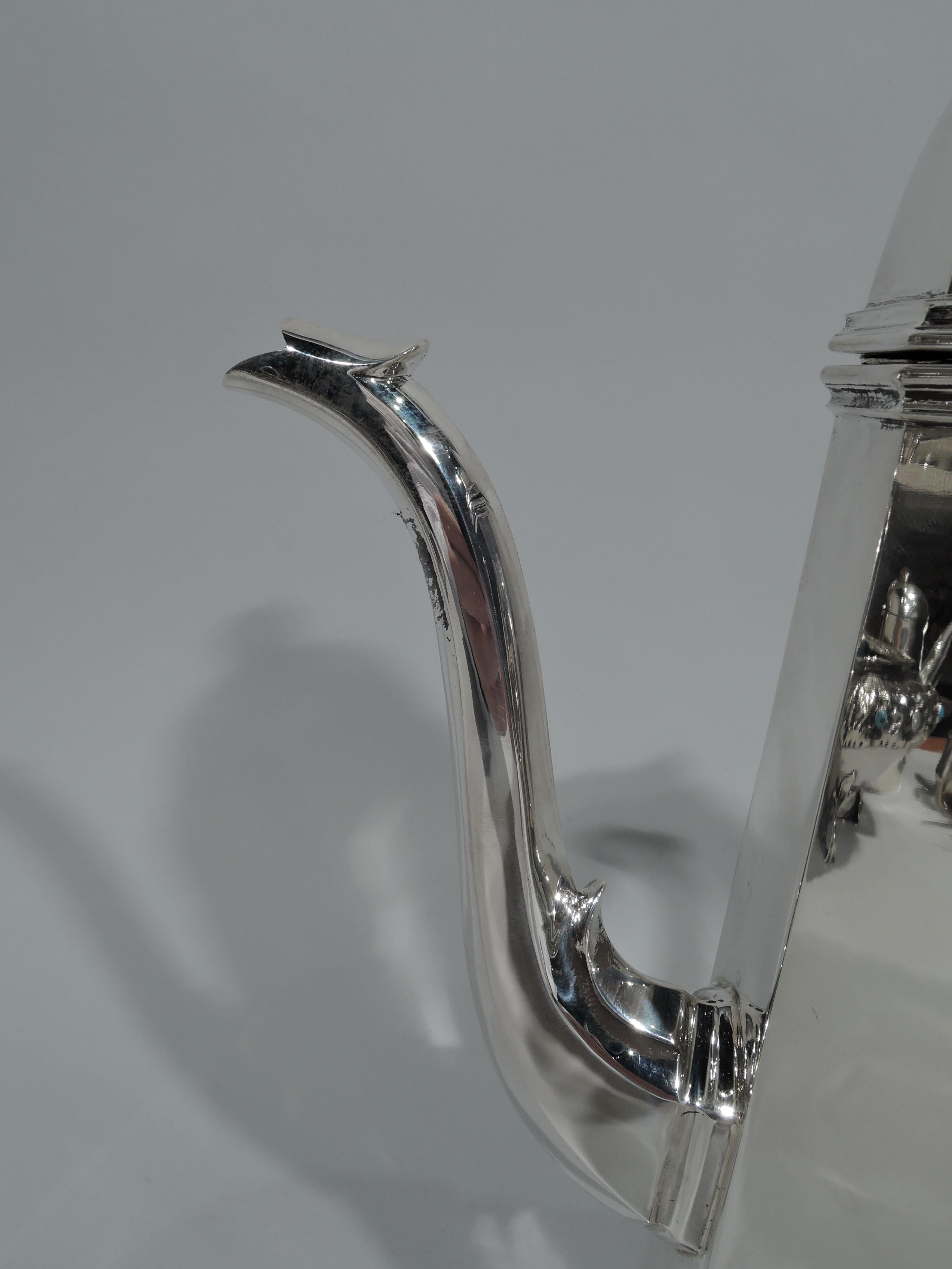 Cartier Modern Georgian Handmade Sterling Silver Coffeepot In Excellent Condition In New York, NY