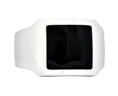 Cartier Modern Hawk's Eye 18 Karat White Gold Santos Dumont Men's Ring