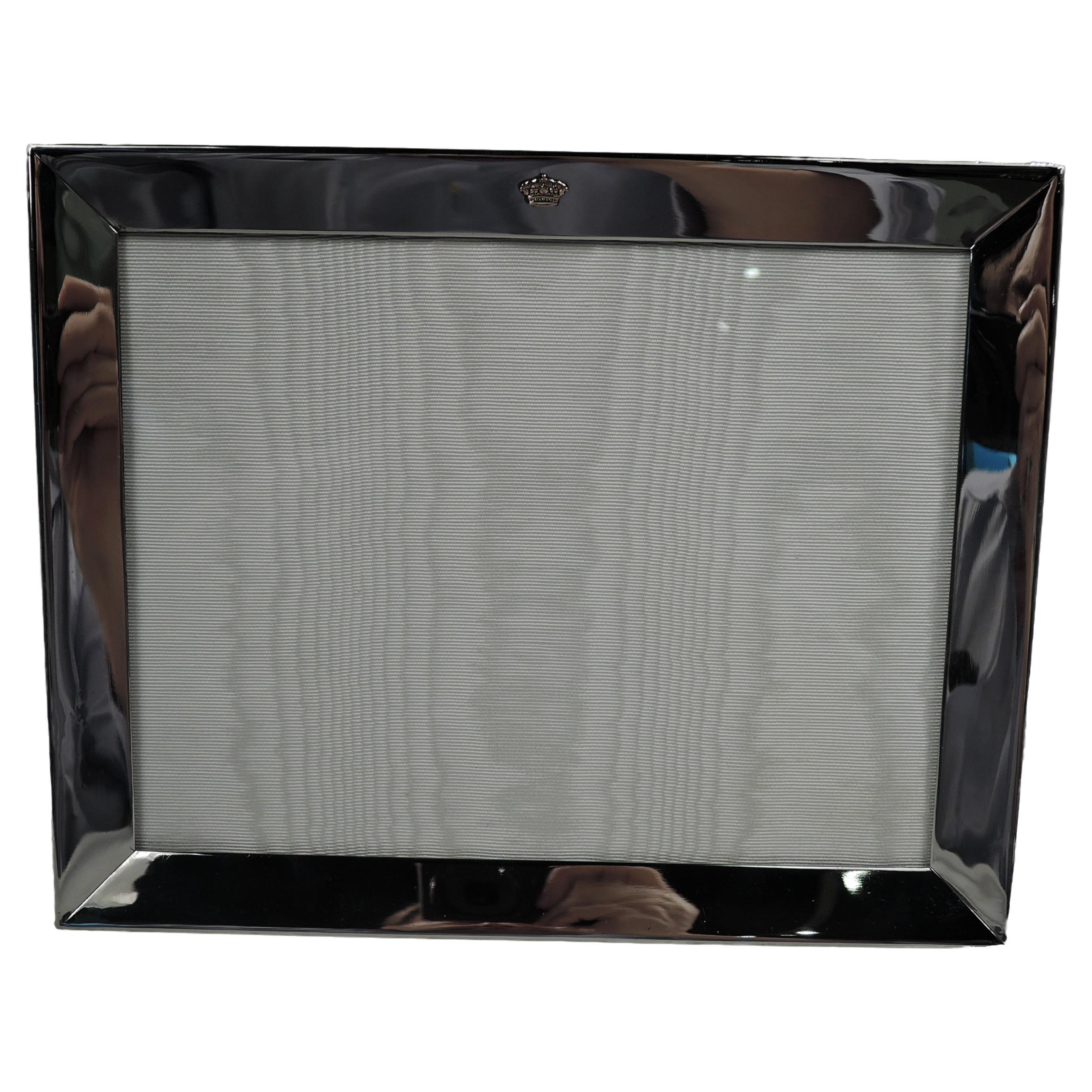 Cartier Modern Sterling Silver Landscape Picture Frame with Regal Gold Crown For Sale