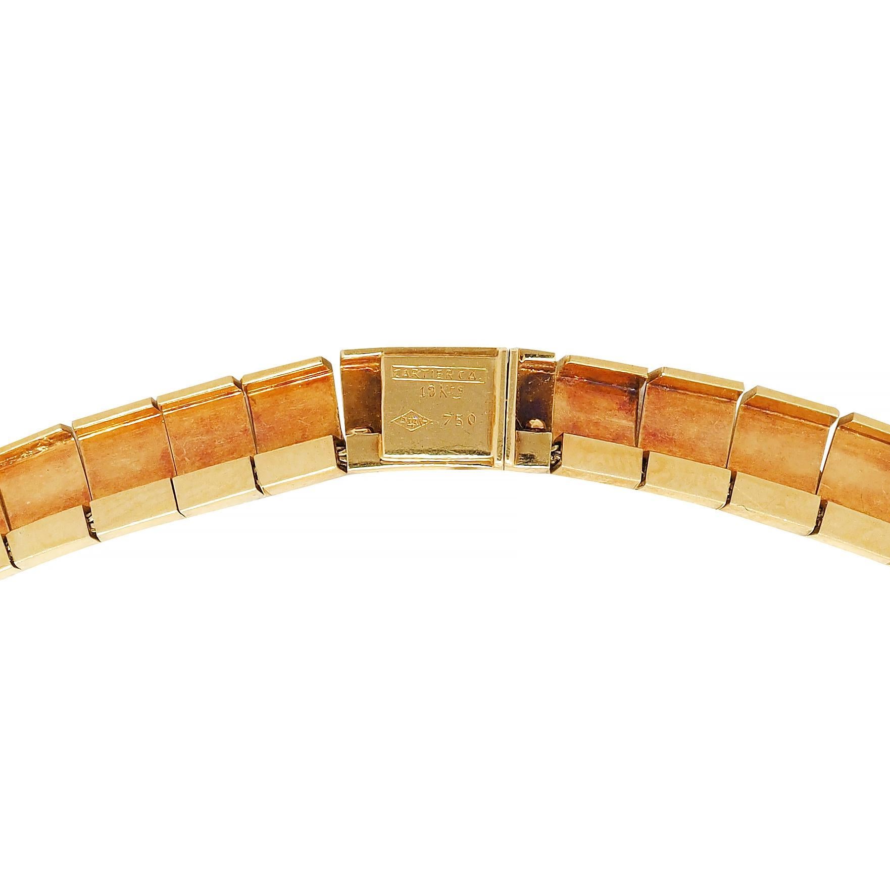 Cartier Modernist 18 Karat Yellow Gold Wave Link Vintage Necklace For Sale 2