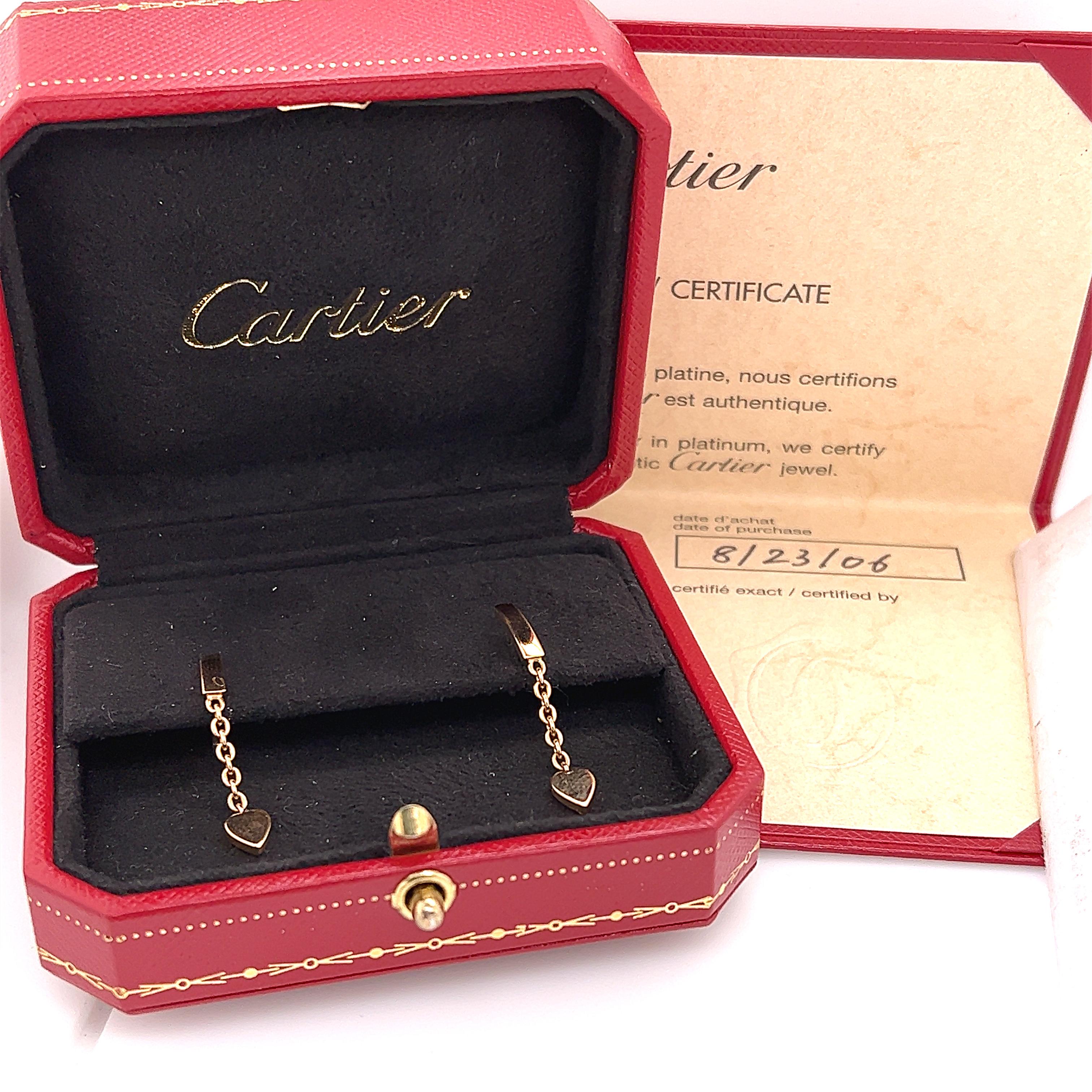 Cartier Mon Amour baumelnde Ohrringe aus 18 Karat Roségold Damen im Angebot
