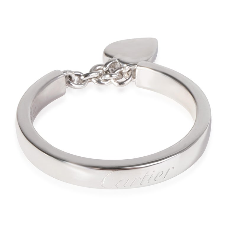 Cartier Mon Amour Heart Charm Ring in 18kt White Gold 0.05 CTW In Excellent Condition For Sale In New York, NY