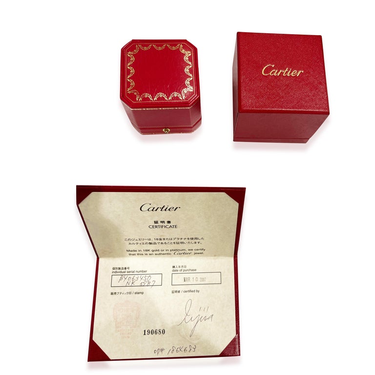 Women's or Men's Cartier Mon Amour Heart Charm Ring in 18kt White Gold 0.05 CTW For Sale