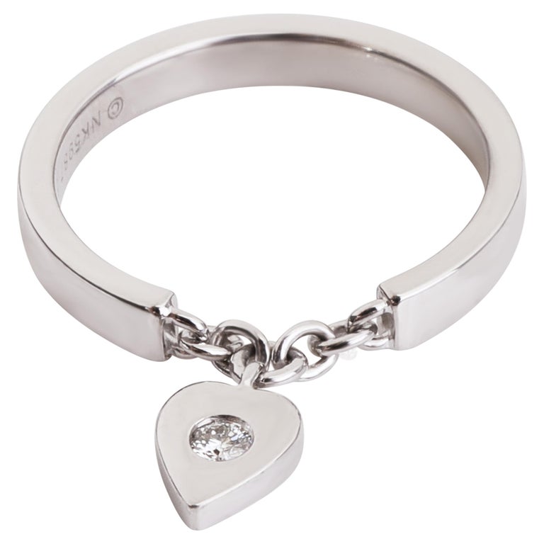 Cartier Mon Amour Heart Charm Ring in 18kt White Gold 0.05 CTW For Sale