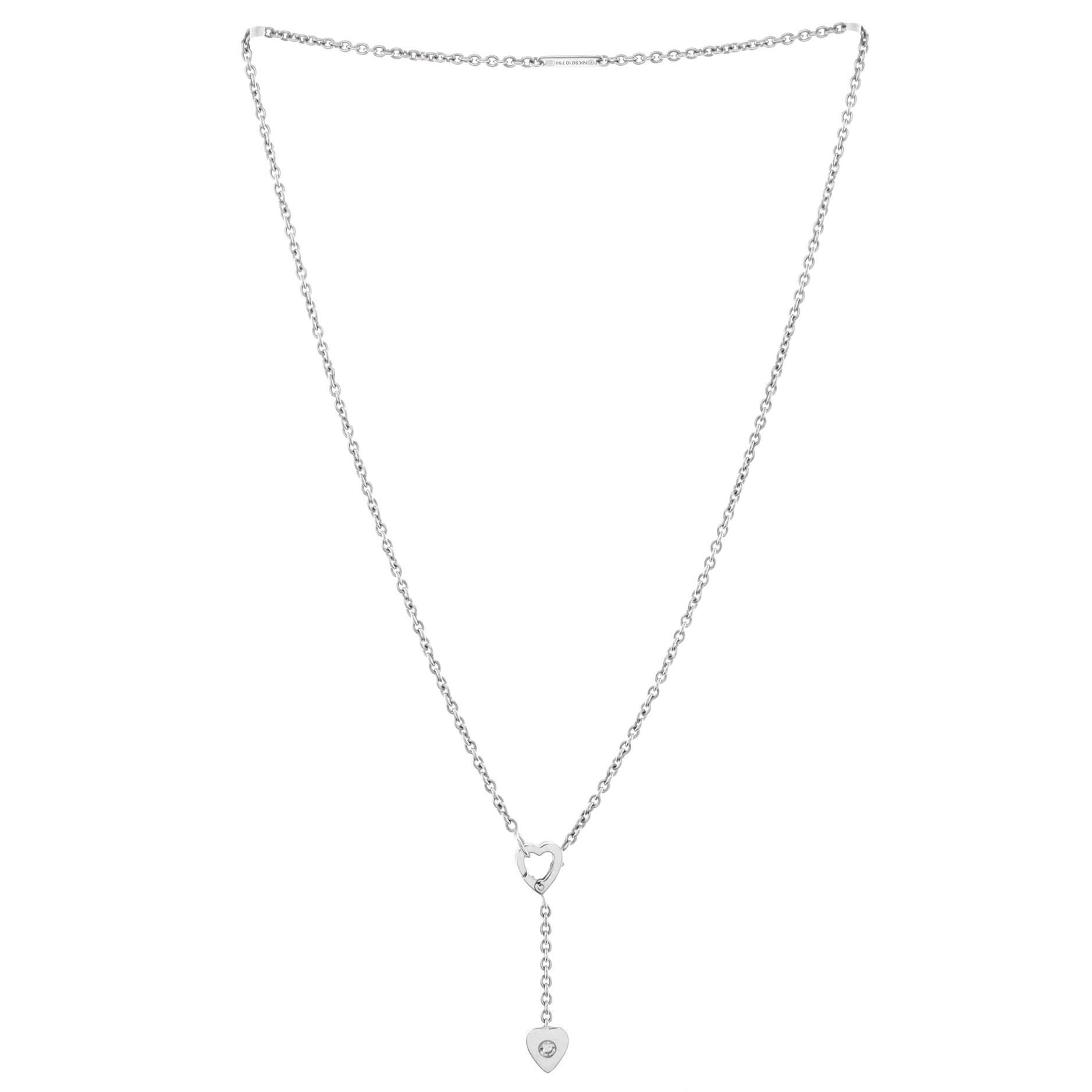 Cartier Mon Amour Heart Lariat Necklace 18K White Gold with Diamond In Good Condition For Sale In New York, NY
