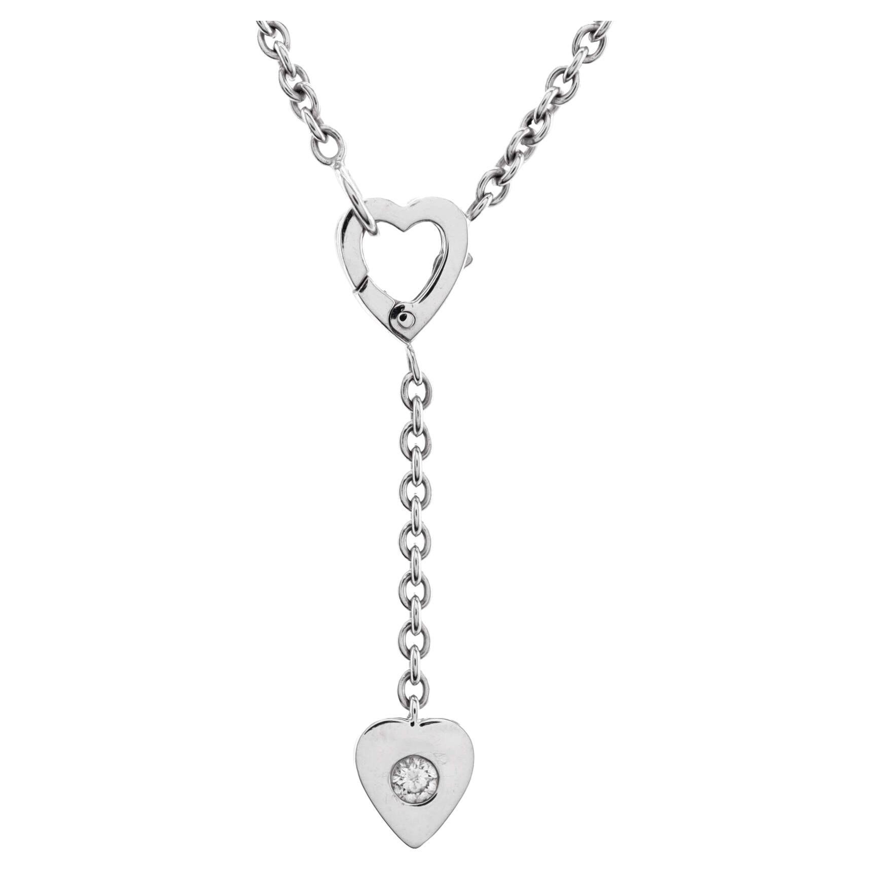Cartier Mon Amour Heart Lariat Necklace 18K White Gold with Diamond For Sale