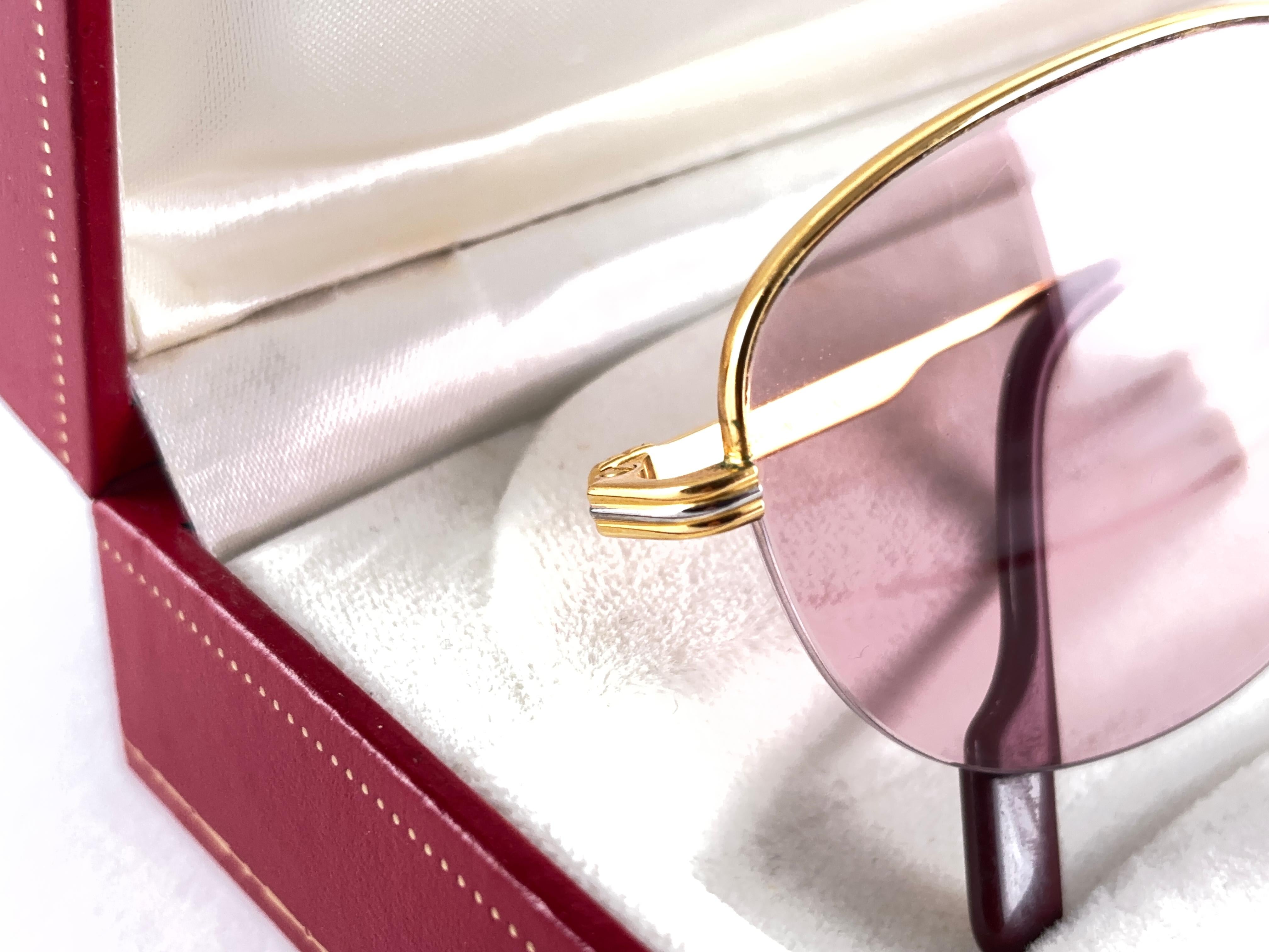 Cartier Montaigne Halbrahmen 55 mm Rosen-Sonnenbrille 18k Gold-Sonnenbrille Frankreich im Angebot 5