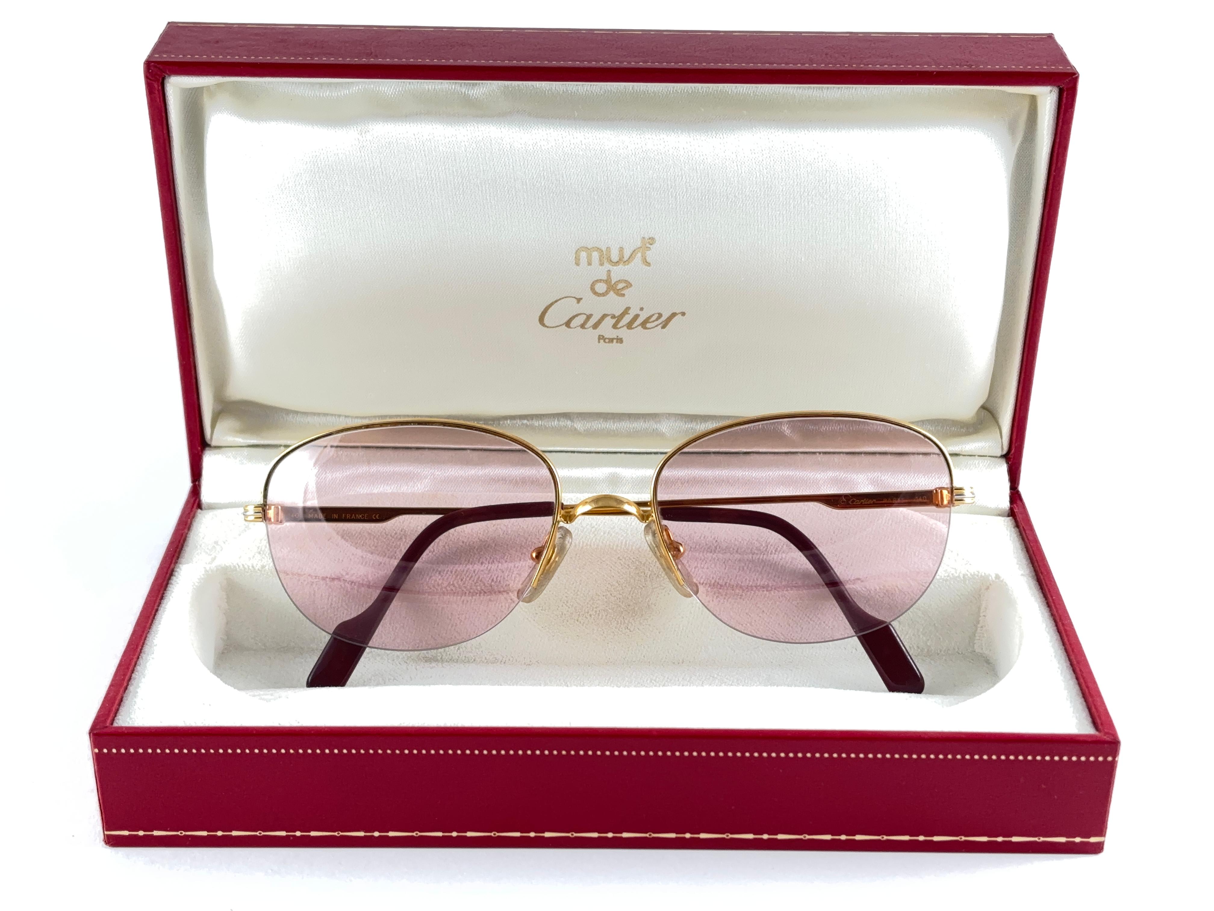 Cartier Montaigne Halbrahmen 55 mm Rosen-Sonnenbrille 18k Gold-Sonnenbrille Frankreich im Angebot 7