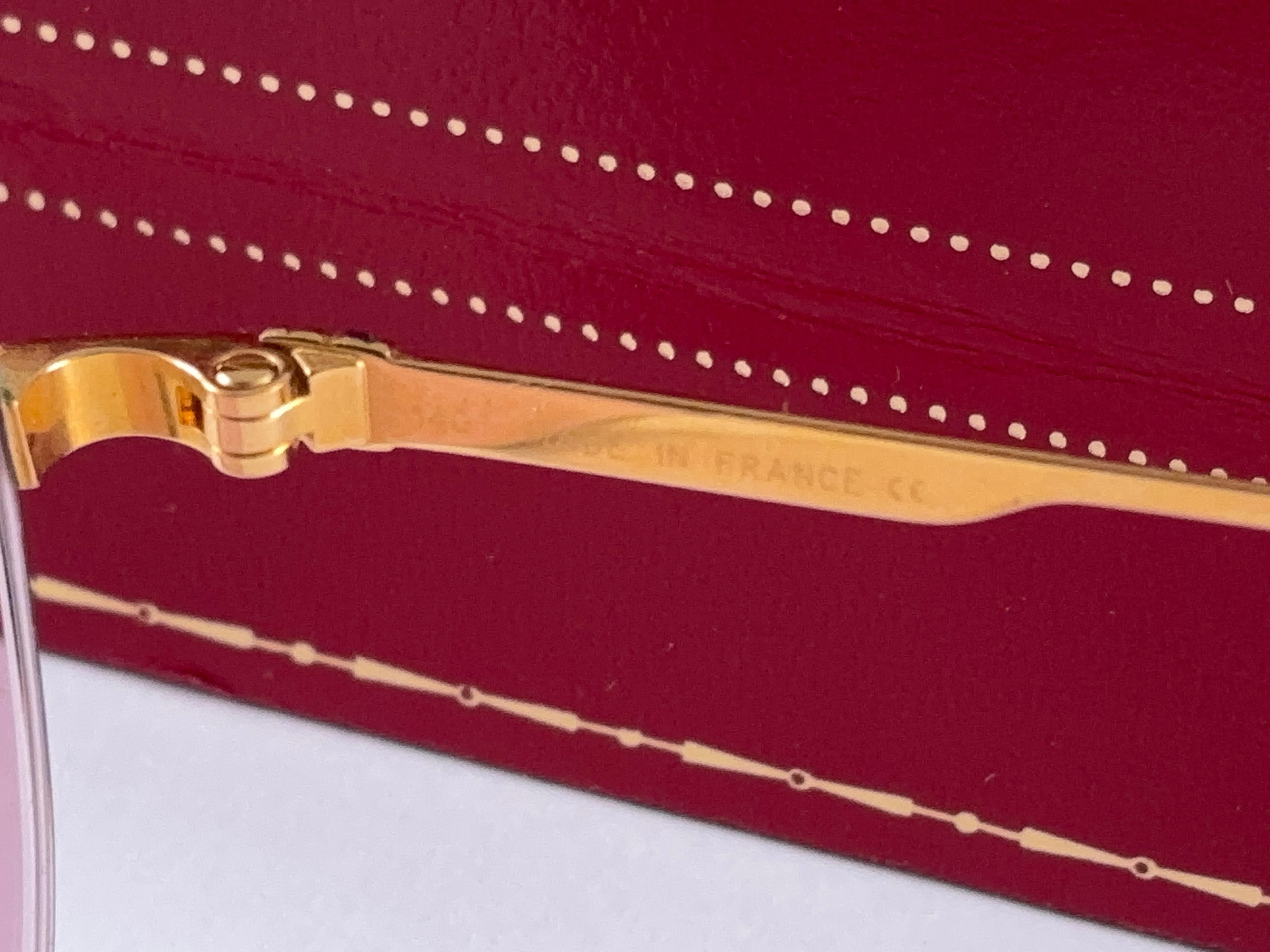 Cartier Montaigne Halbrahmen 55 mm Rosen-Sonnenbrille 18k Gold-Sonnenbrille Frankreich (Grau) im Angebot
