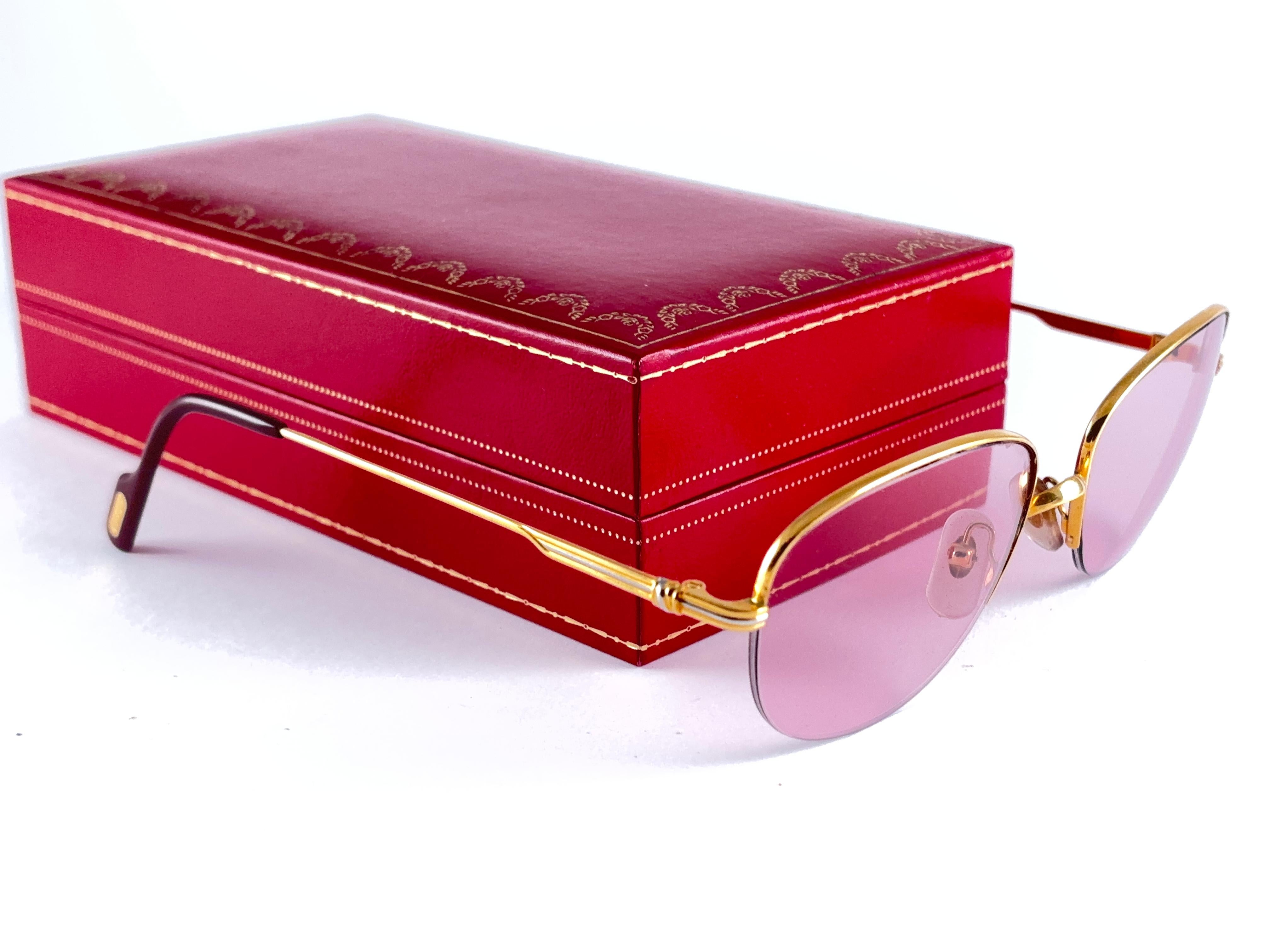 Cartier Montaigne Halbrahmen 55 mm Rosen-Sonnenbrille 18k Gold-Sonnenbrille Frankreich im Angebot 2