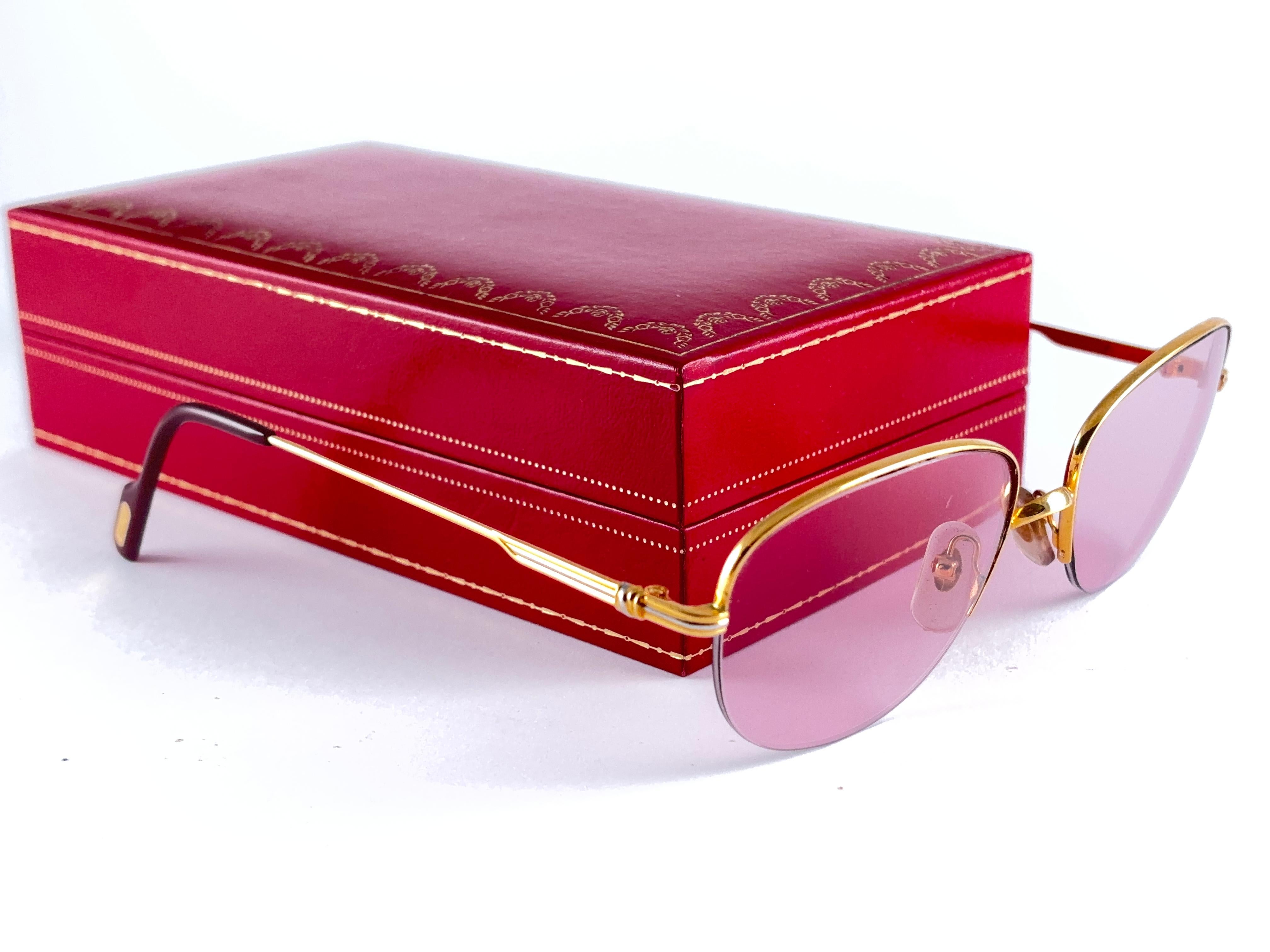 Cartier Montaigne Halbrahmen 55 mm Rosen-Sonnenbrille 18k Gold-Sonnenbrille Frankreich im Angebot 3