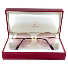 Cartier Montaigne Half Frame 55mm Rose Sunglasses 18k Gold Sunglasses France