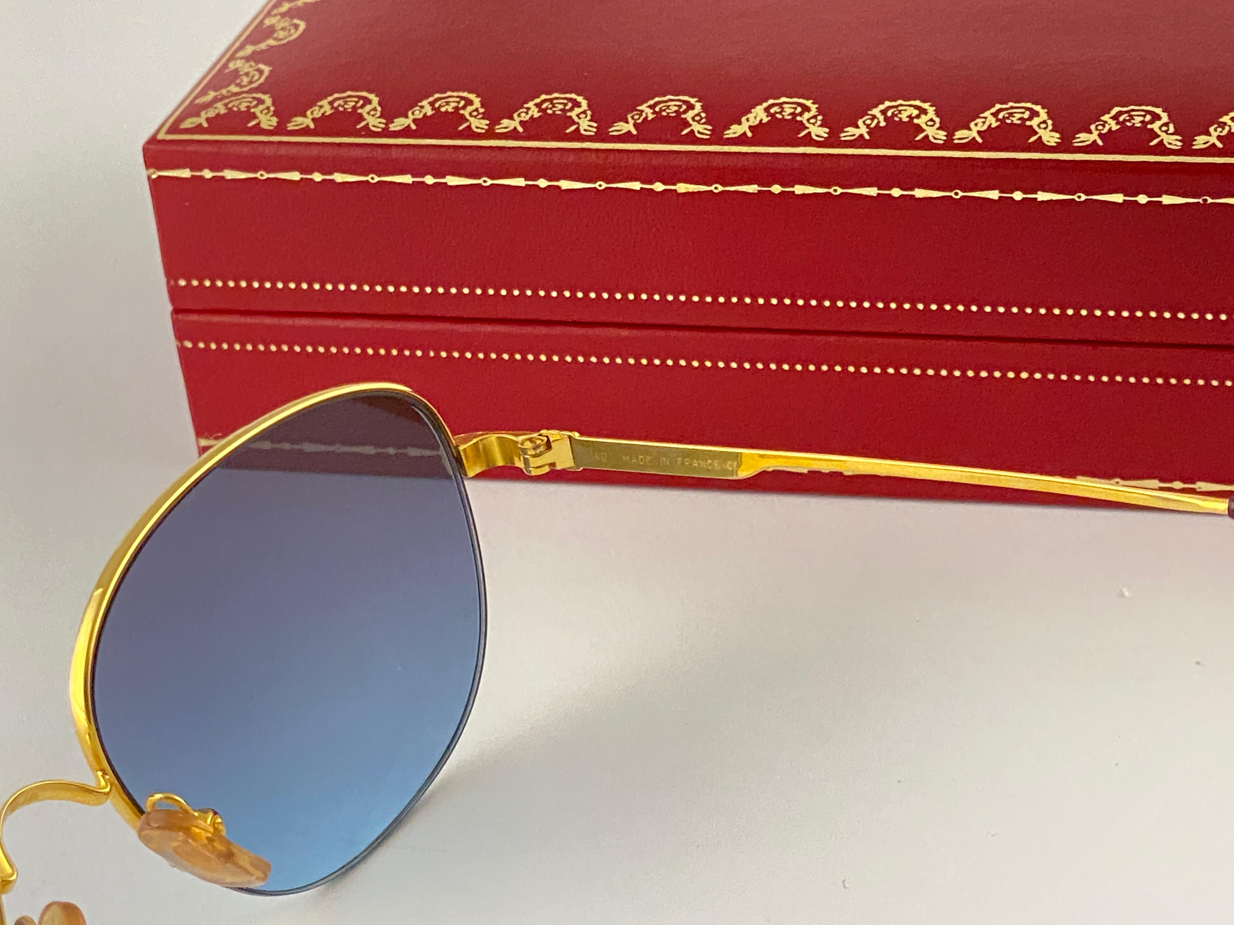 Cartier Montaigne Half Frame 55mm Sunglasses 18k Gold Sunglasses France In New Condition For Sale In Baleares, Baleares