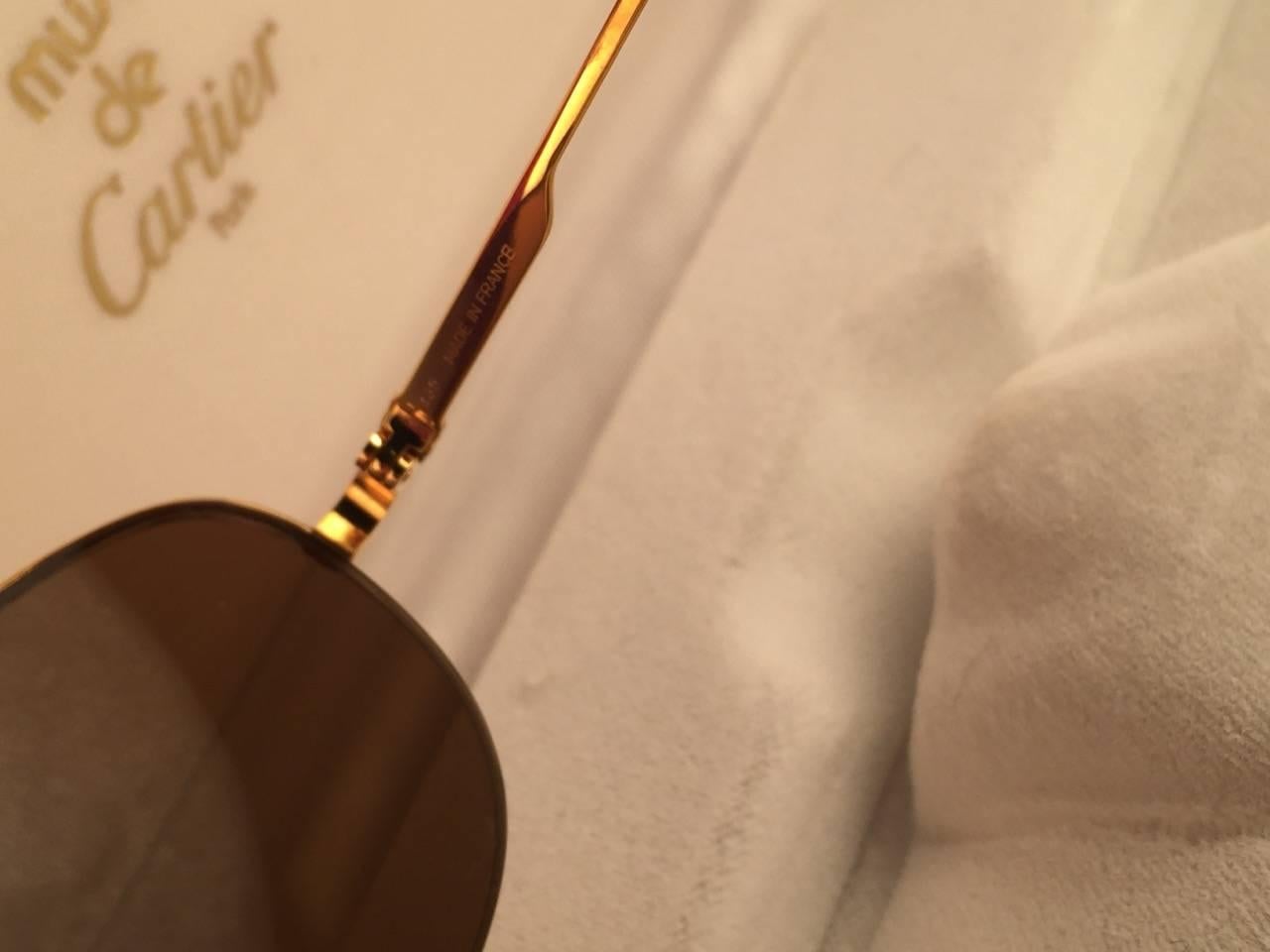 Cartier Montaigne Half Frame 55mm Sunglasses 18k Gold Sunglasses France 2