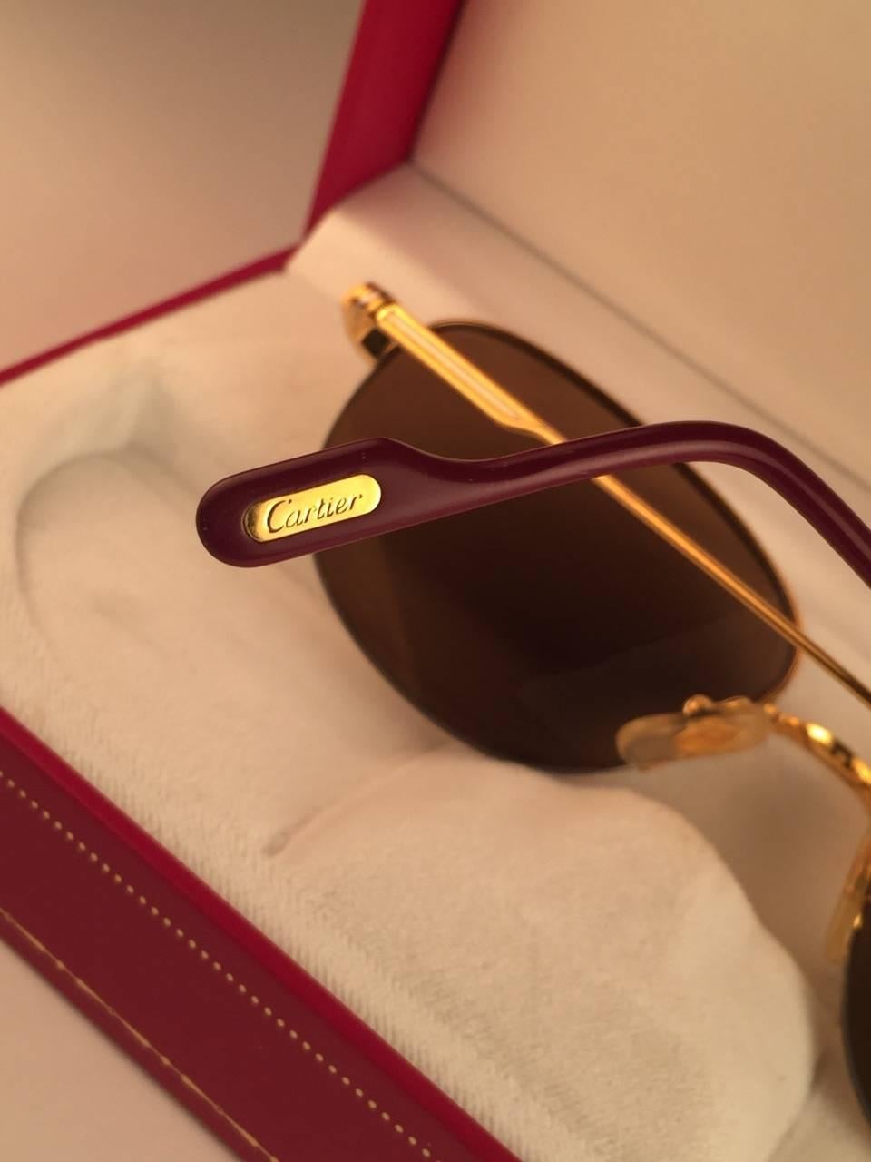 Cartier Montaigne Half Frame 55mm Sunglasses 18k Gold Sunglasses France 3